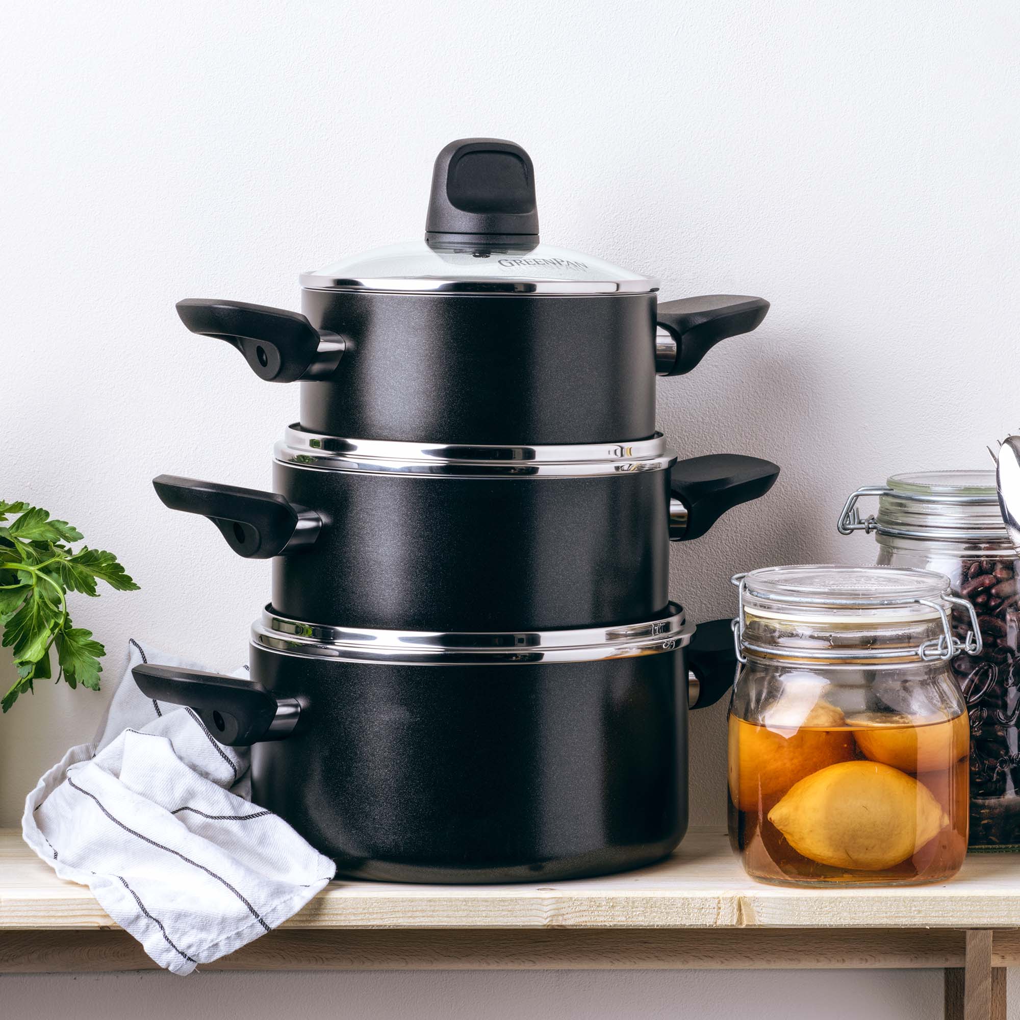 Greenpan Memphis Kookpannen 16cm 18cm 20cm Keramisch inductie pfas-vrij  vooraanzicht