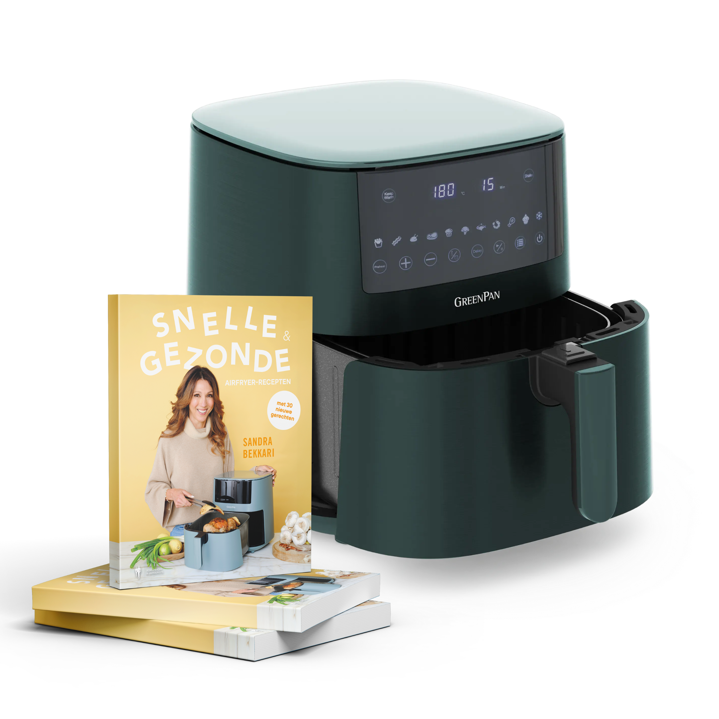 Lentedeal: XXL Air Fryer Pine Green + Sandra’s snelle en gezonde Air Fryer-recepten