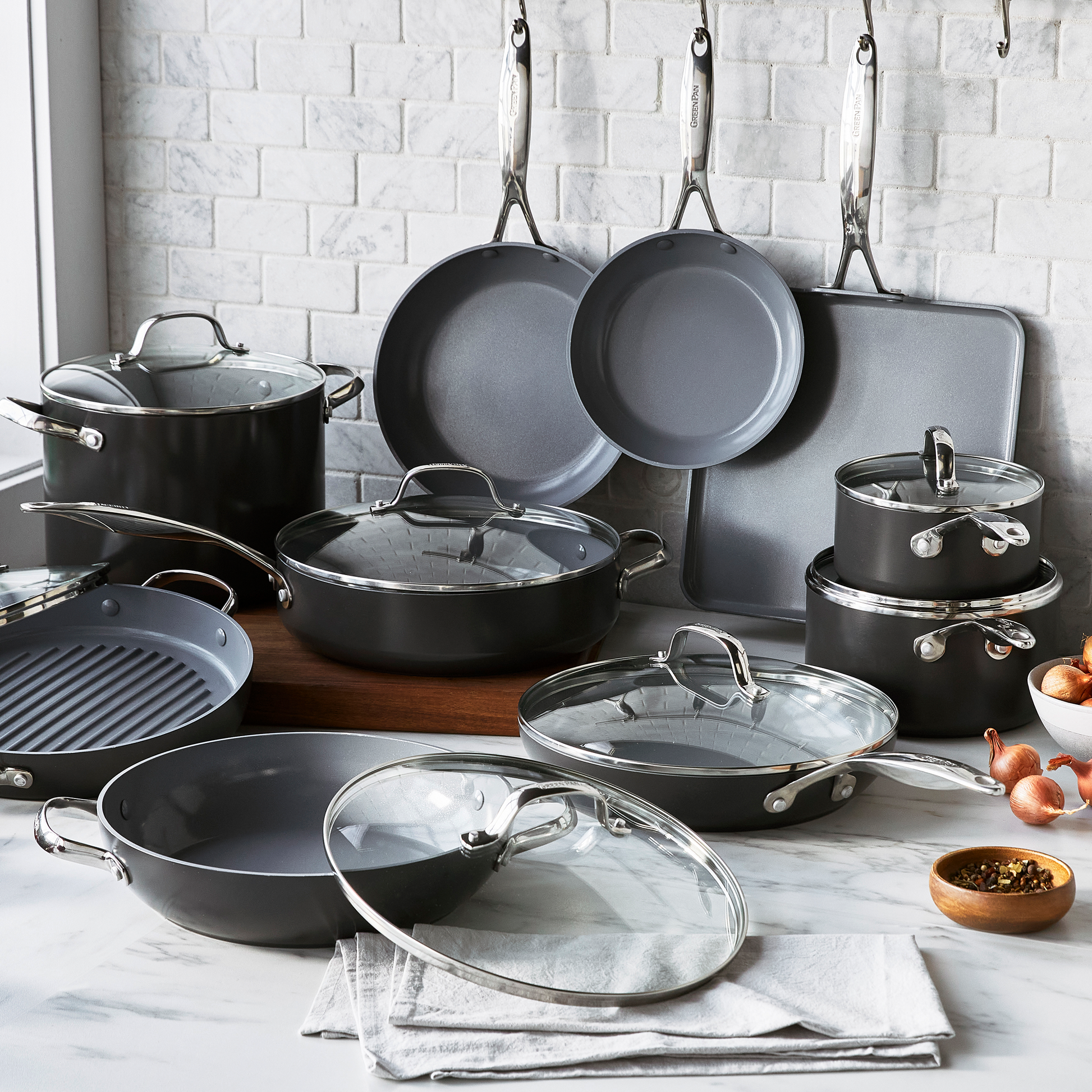 Greenpan Valencia Pro set 2-delig Koekenpannen 20cm + 26cm  Keramisch inductie pfas-vri vooraanzicht