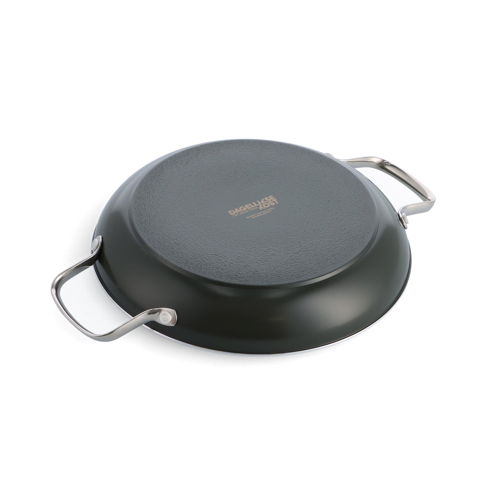 Dagelijkse kost braadpan met 2 zijgrepen 28cm groen onderaanzicht