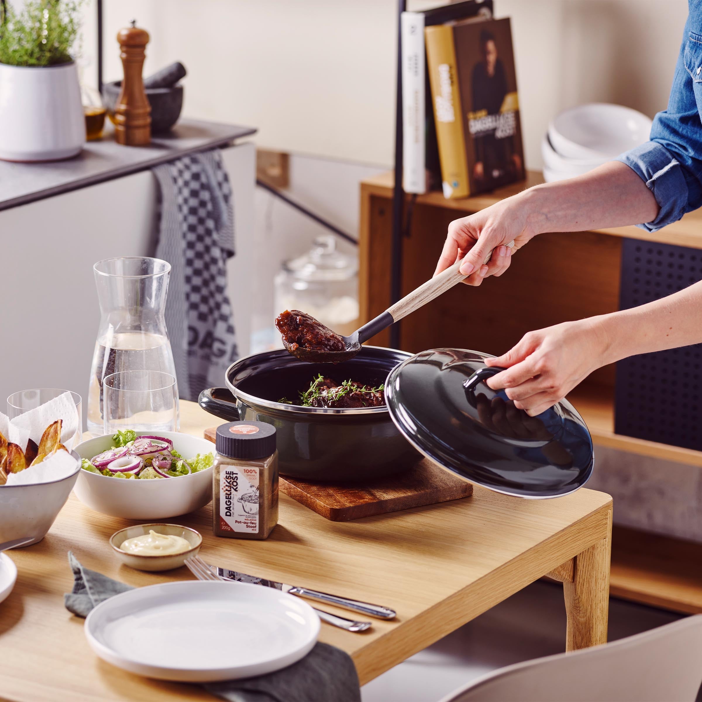 Dagelijkse kost geschenkdoos voor stoofvlees 22cm groen stoofvlees opdienen