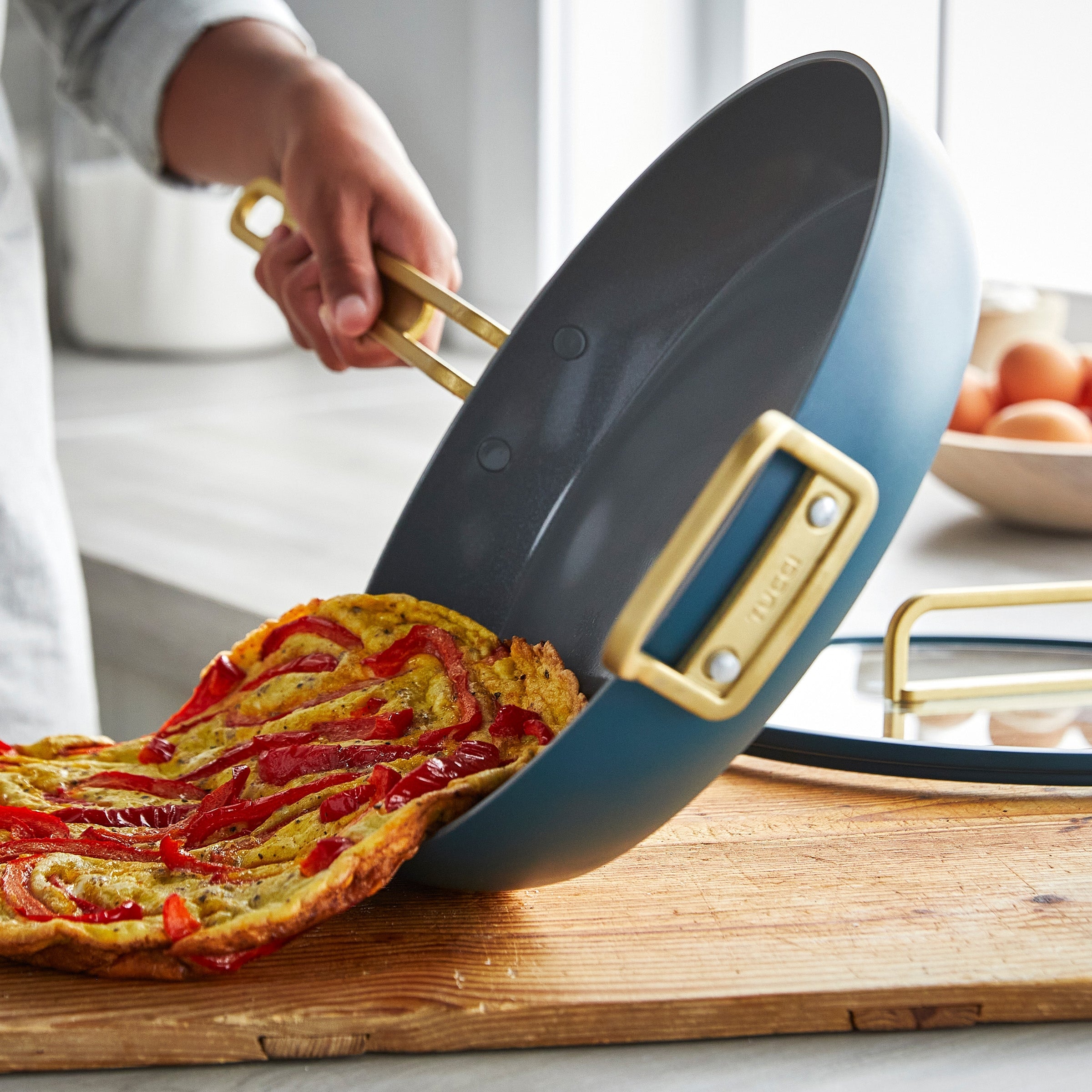 GreenPan™ Stanley Tucci™ Ceramic Nonstick 30cm Frypan with Lid, Venetian Teal