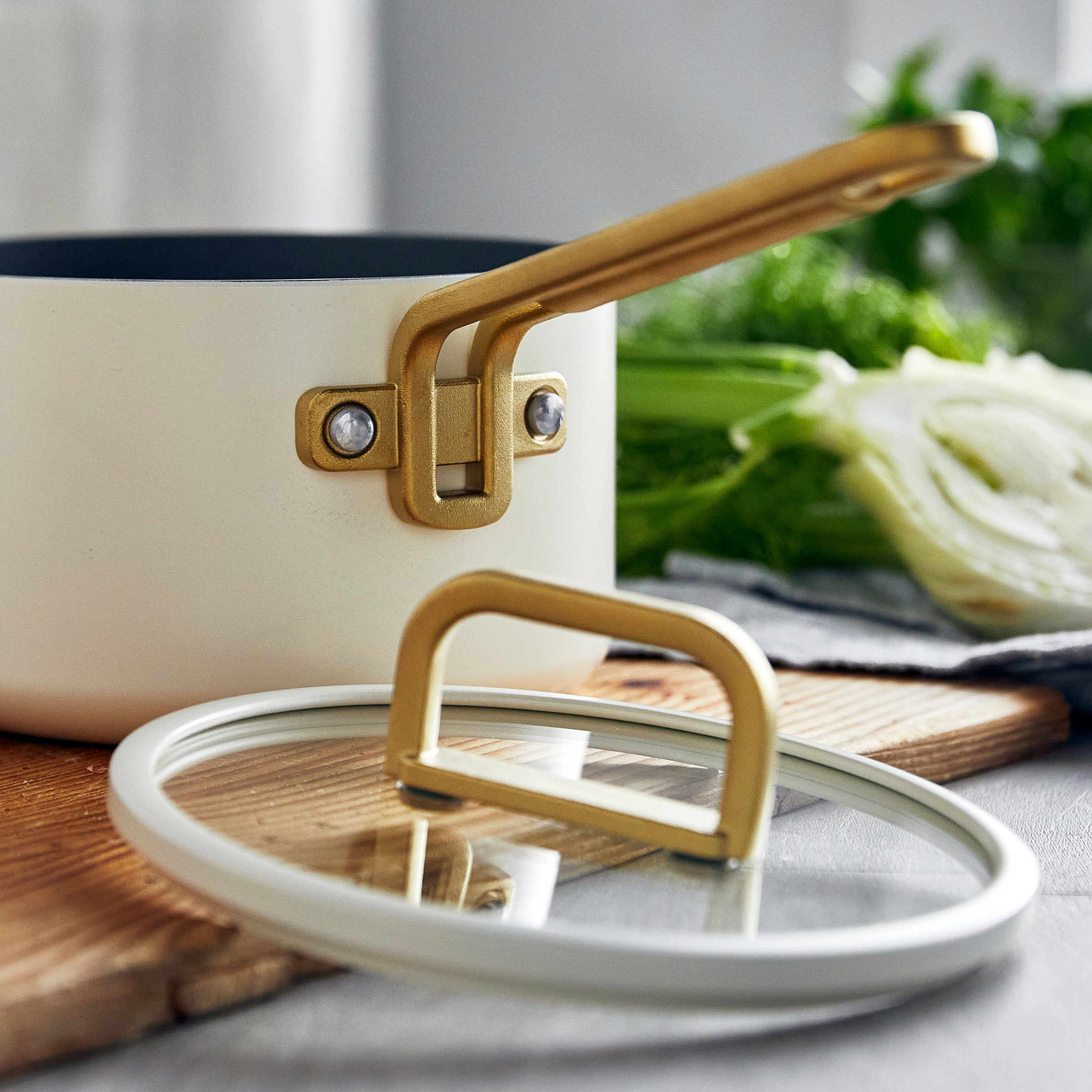 GreenPan™ Stanley Tucci™ Ceramic Nonstick 16cm/1.9L Saucepan with Lid, Carrara White