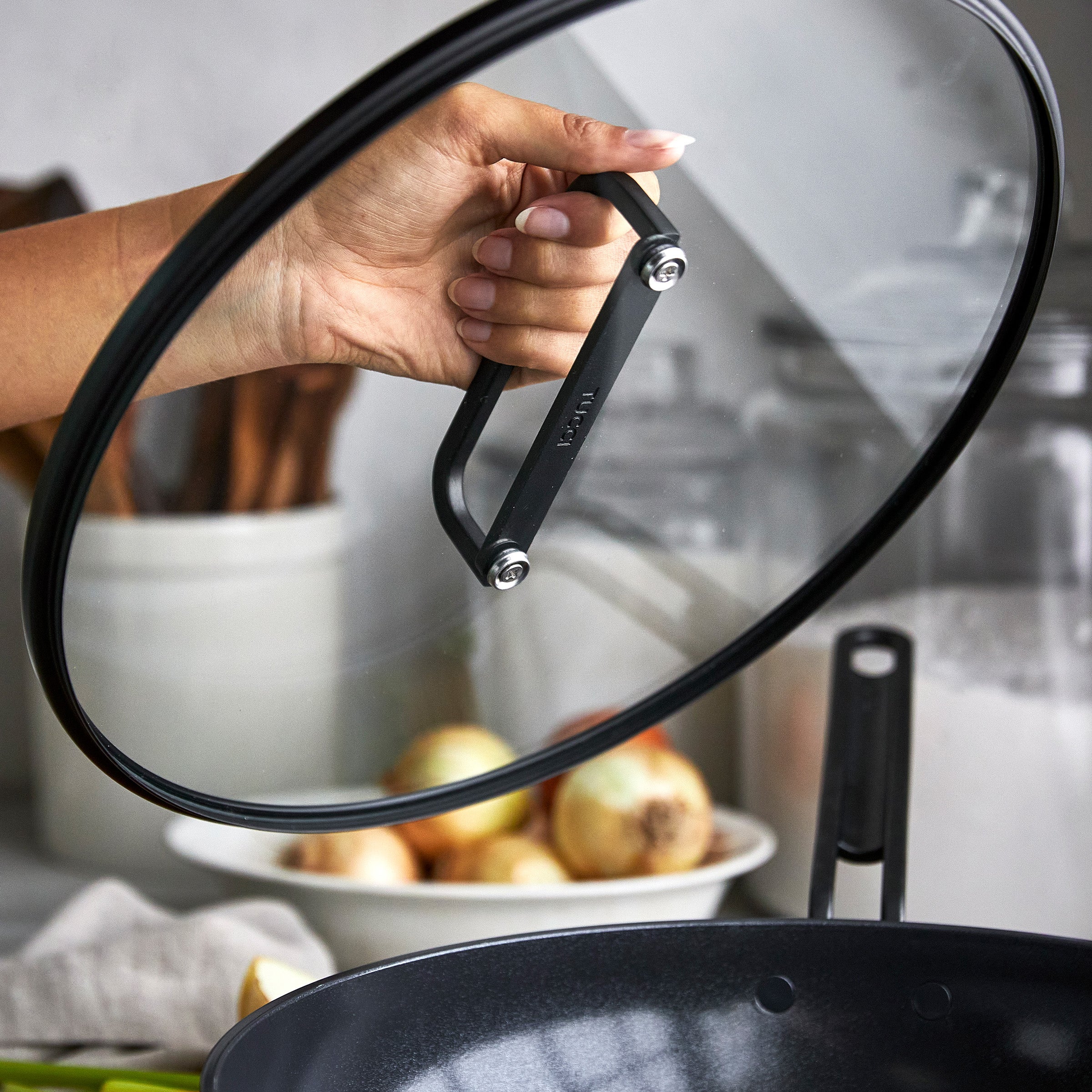 GreenPan™ Stanley Tucci™ Ceramic Nonstick 6.5QT/33cm Stanley Pan with Lid, Milano  Black
