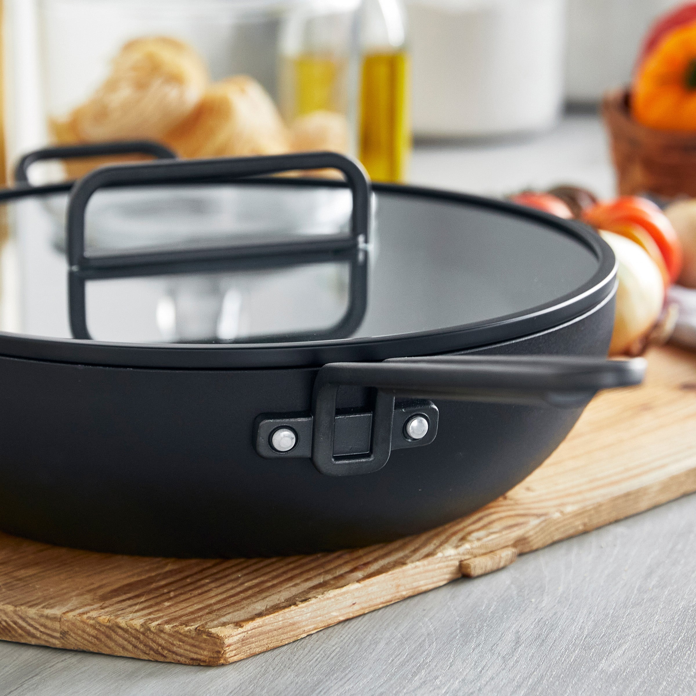 GreenPan™ Stanley Tucci™ Ceramic Nonstick 6.5QT/33cm Stanley Pan with Lid, Milano  Black