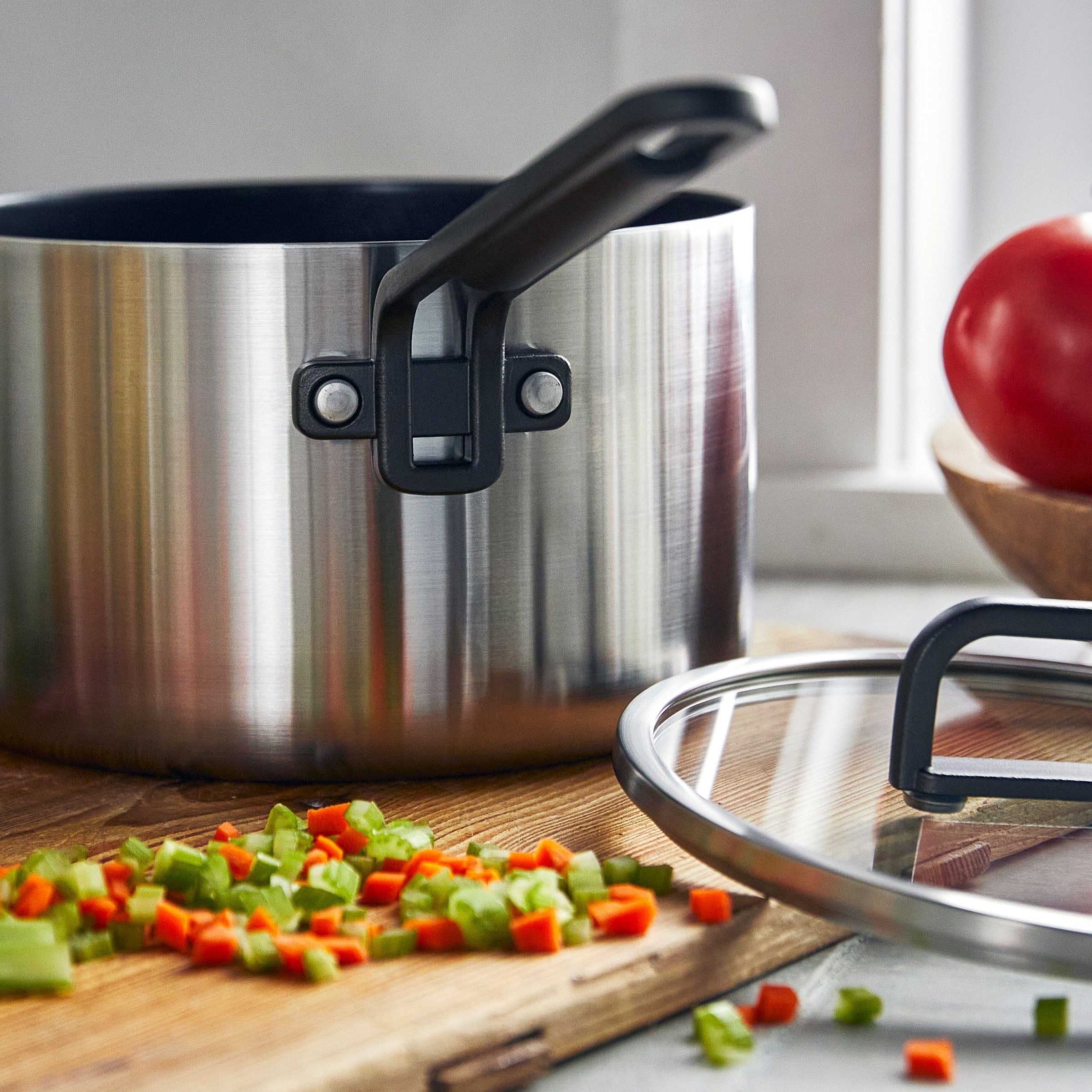 GreenPan™ Stanley Tucci™ Stainless Steel Ceramic Nonstick 4QT/20cm Saucepan with  Lid