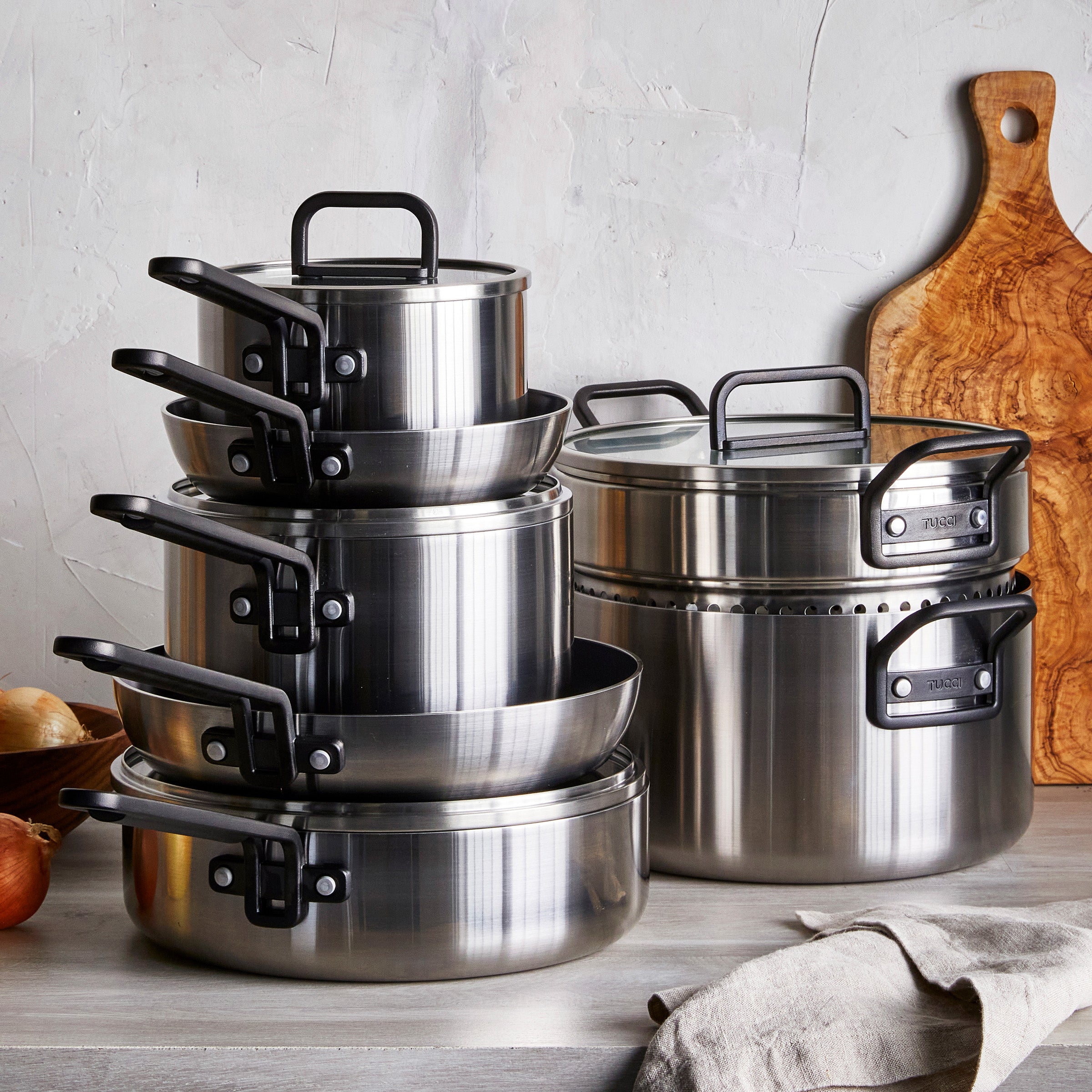 GreenPan™ Stanley Tucci™ Stainless Steel Ceramic Nonstick 11-Piece Cookware Set