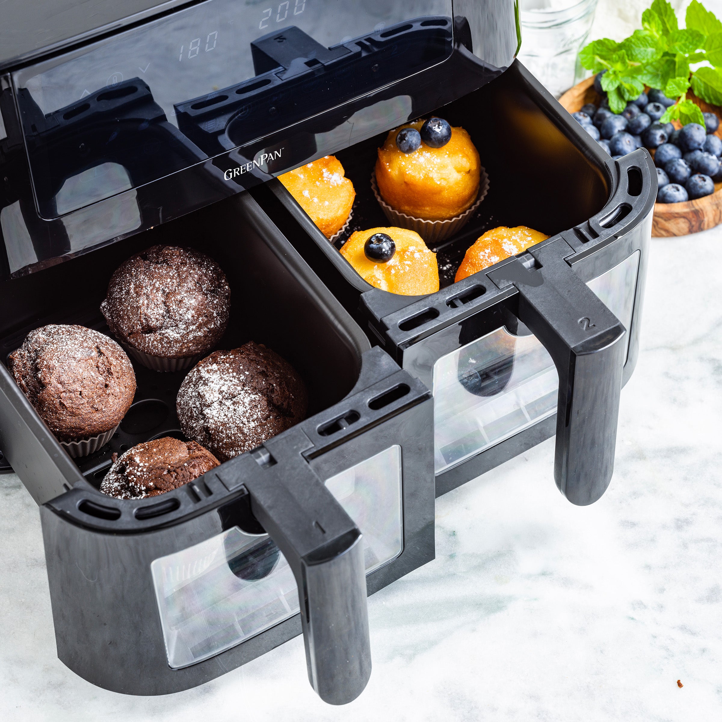 Greenpan Bistro Dual Zone Airfryer zijaanzicht