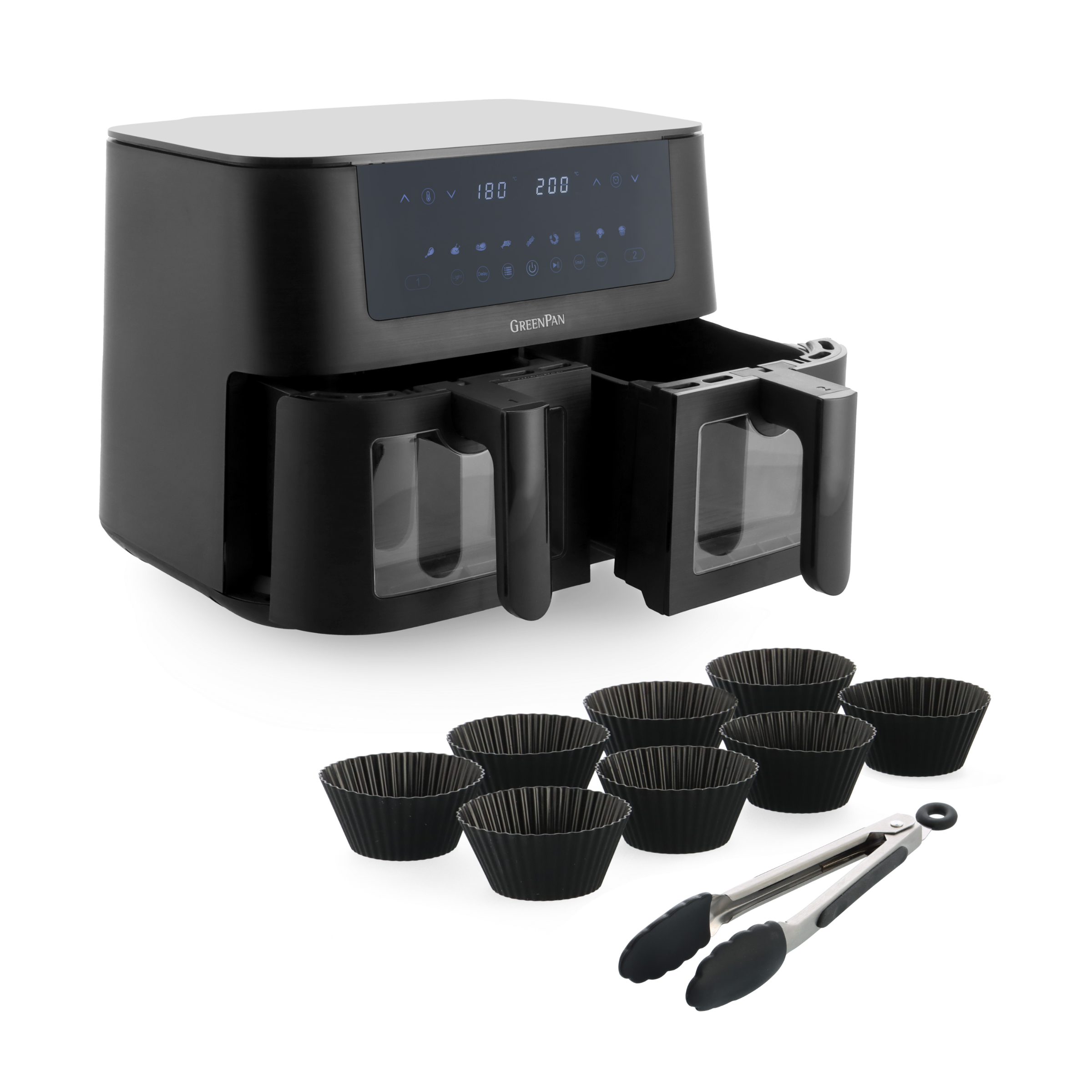 Double Air Fryer & 9-delige bakset