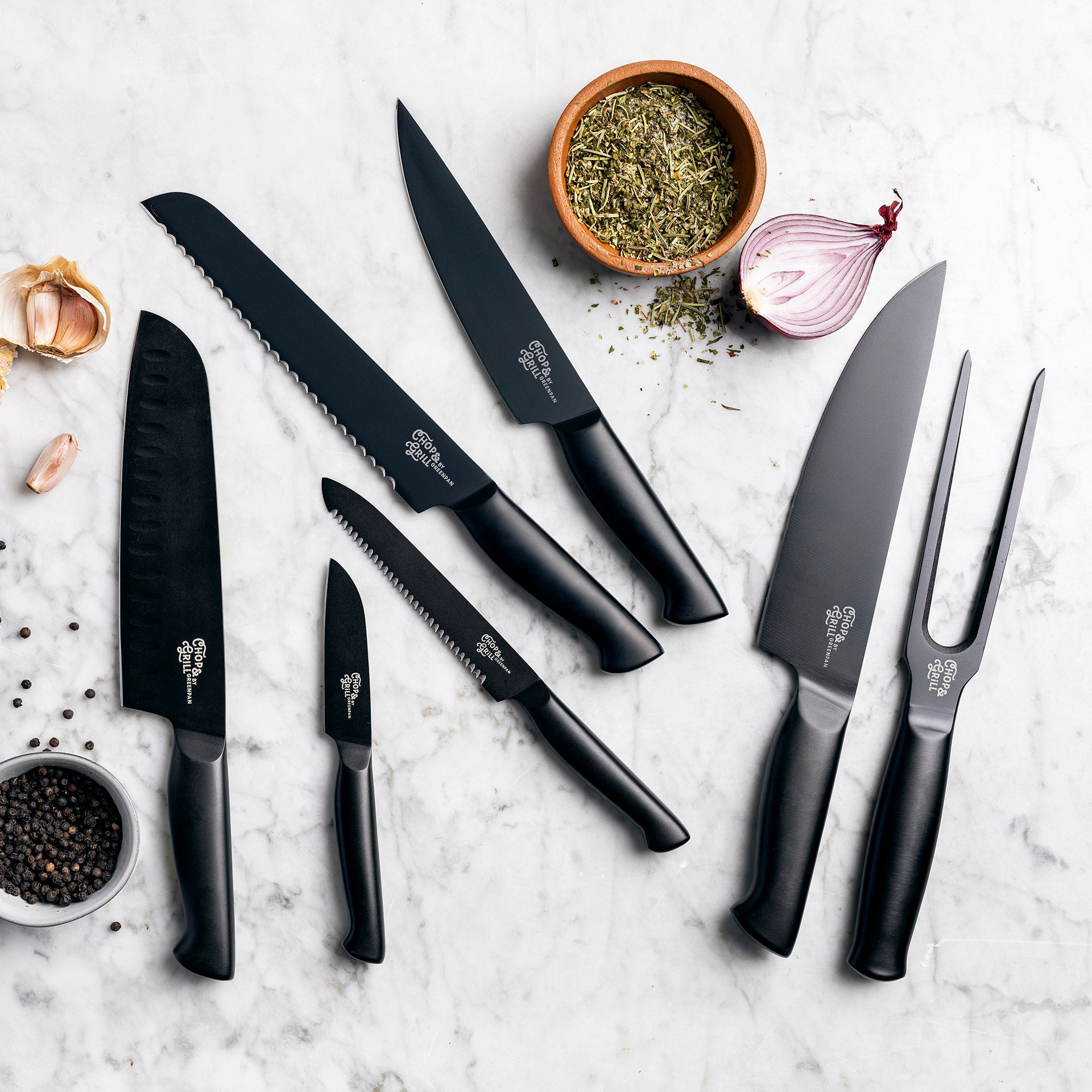 Chop & Grill Multifunctioneel mes zwart collectie