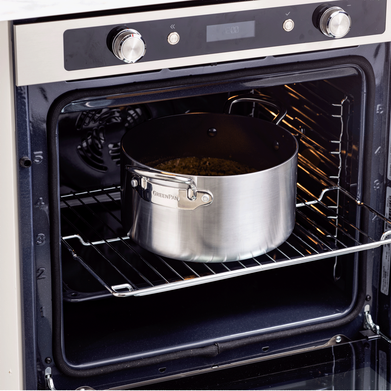 Evershine Kookpan met glasdeksel 24cm zilver in oven
