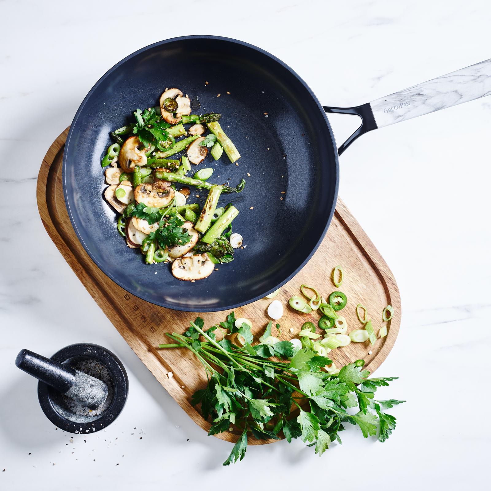 Smart Collection Marble Koekenpannenset 2-delig 20+28cm zwart met groenten