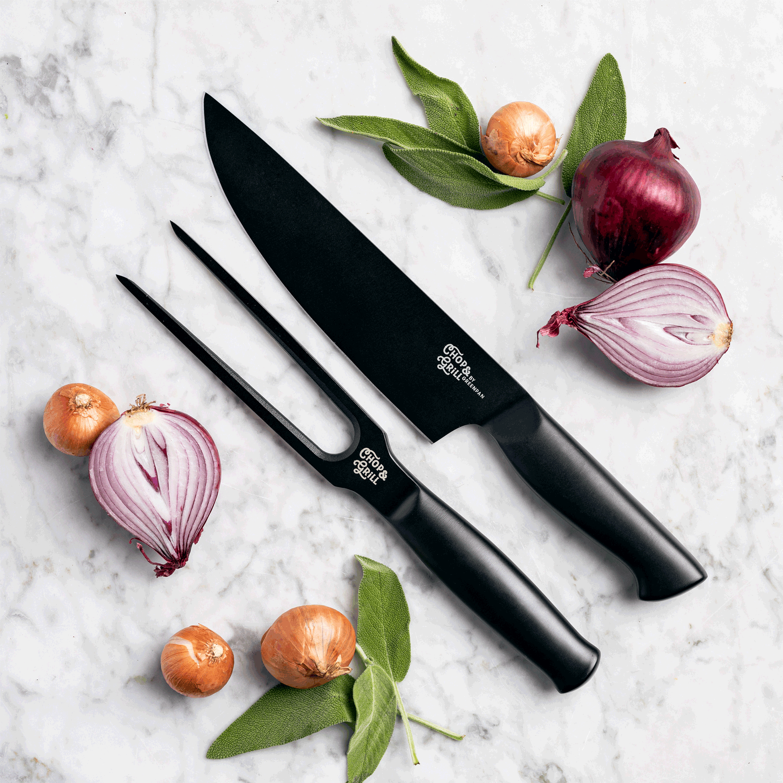 Greenpan Overzicht Technische specificaties Garantie Chop & Grill Vleesvork en koksmes