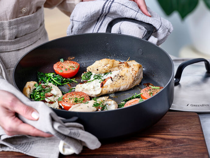 Gevulde kipfilet met roomkaas en spinazie