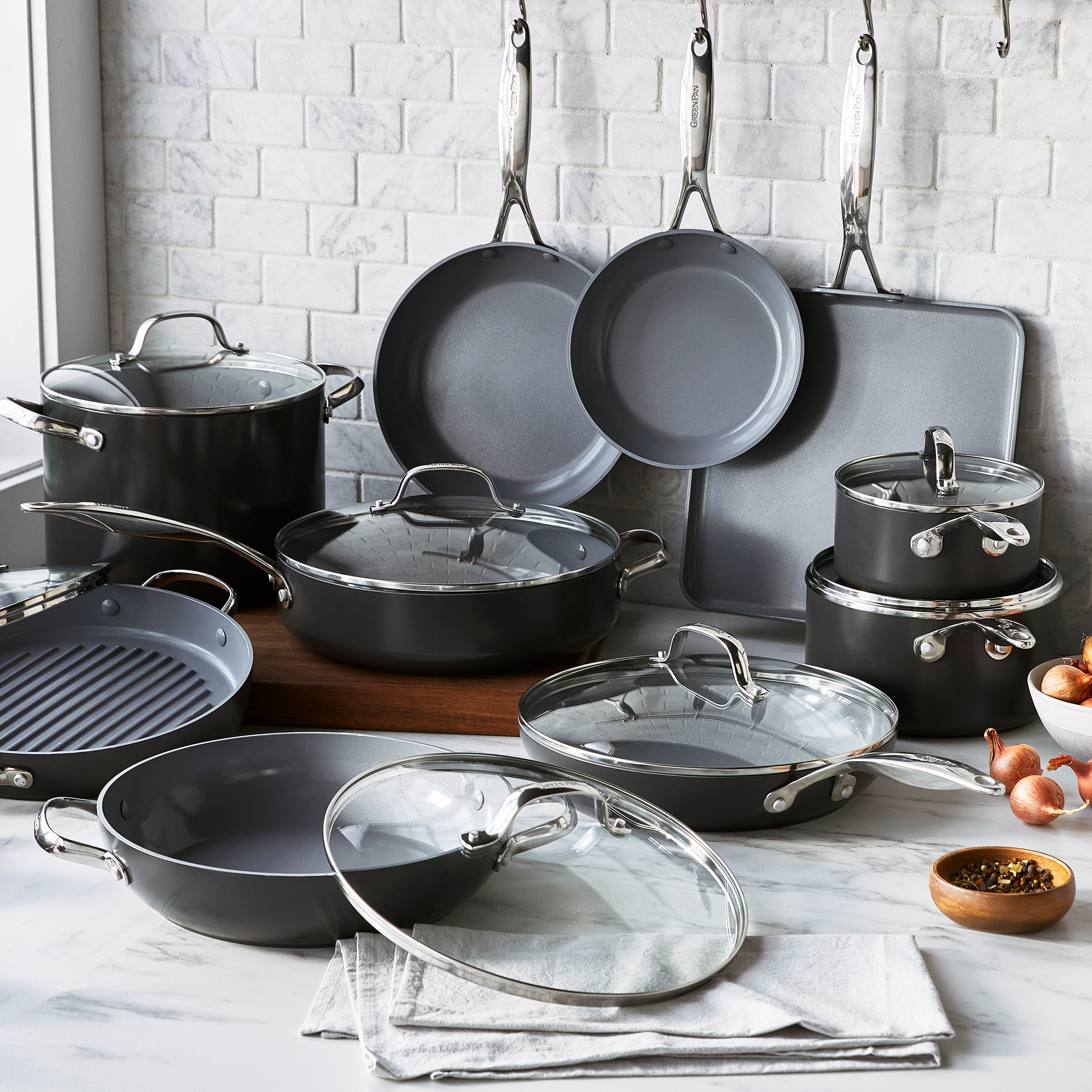 Greenpan Valencia Pro set 2-delig Koekenpannen 20cm + 26cm  Keramisch inductie pfas-vri vooraanzicht