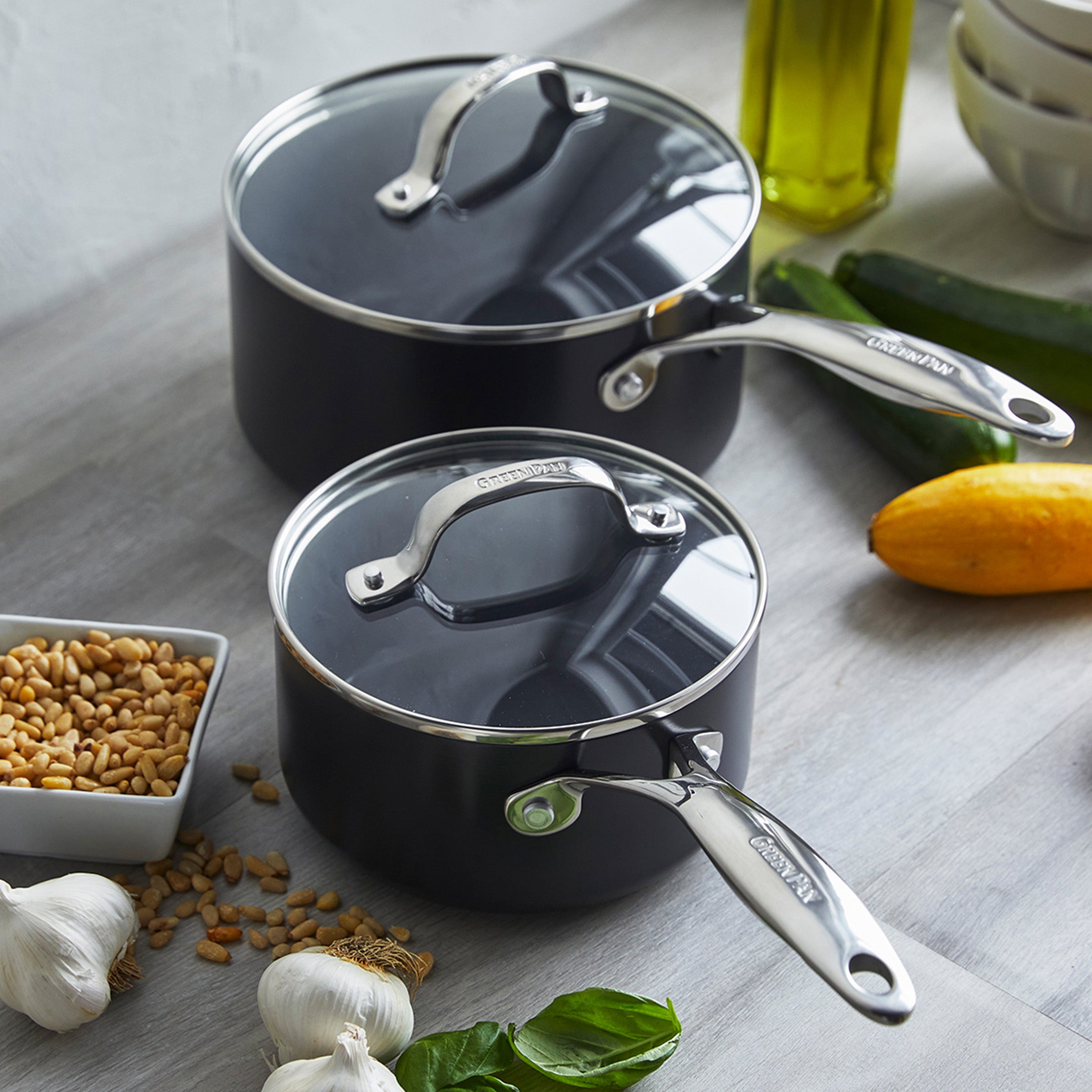 Greenpan Kookpotten Valencia Pro 4-delige Keramisch inductie pfas-vri vooraanzicht  