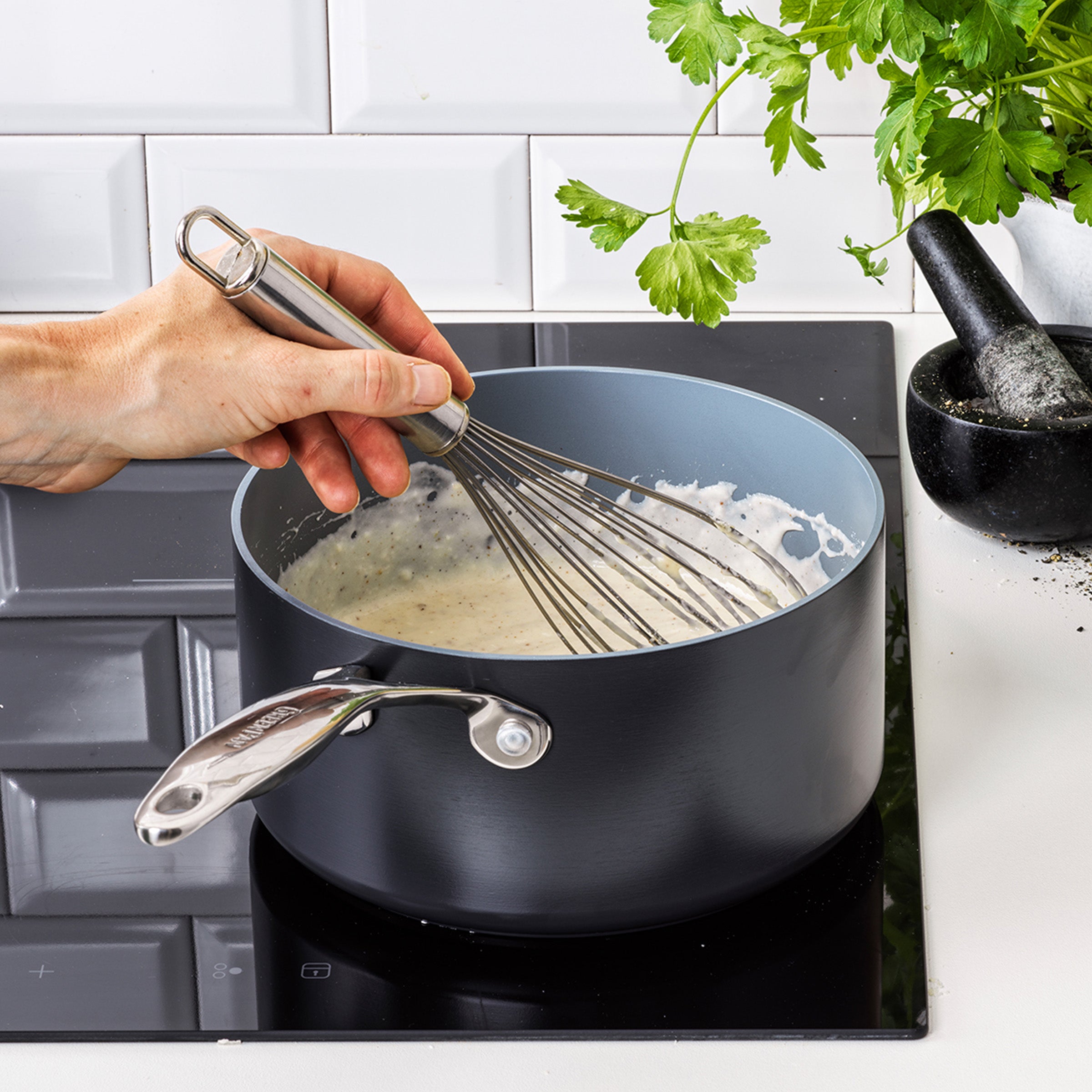 Greenpan Kookpotten Valencia Pro 4-delige Keramisch inductie pfas-vri vooraanzicht  