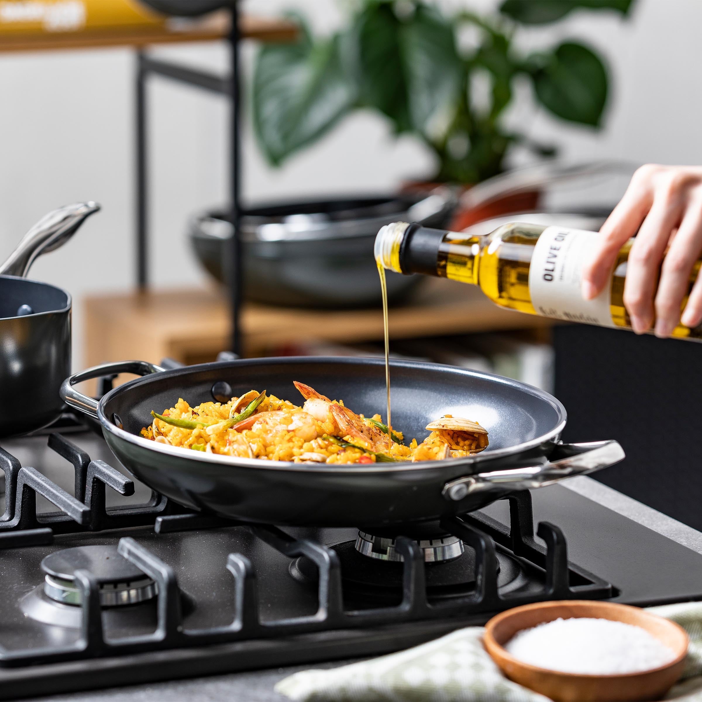 Dagelijkse kost braadpan met 2 zijgrepen 24cm groen op vuur