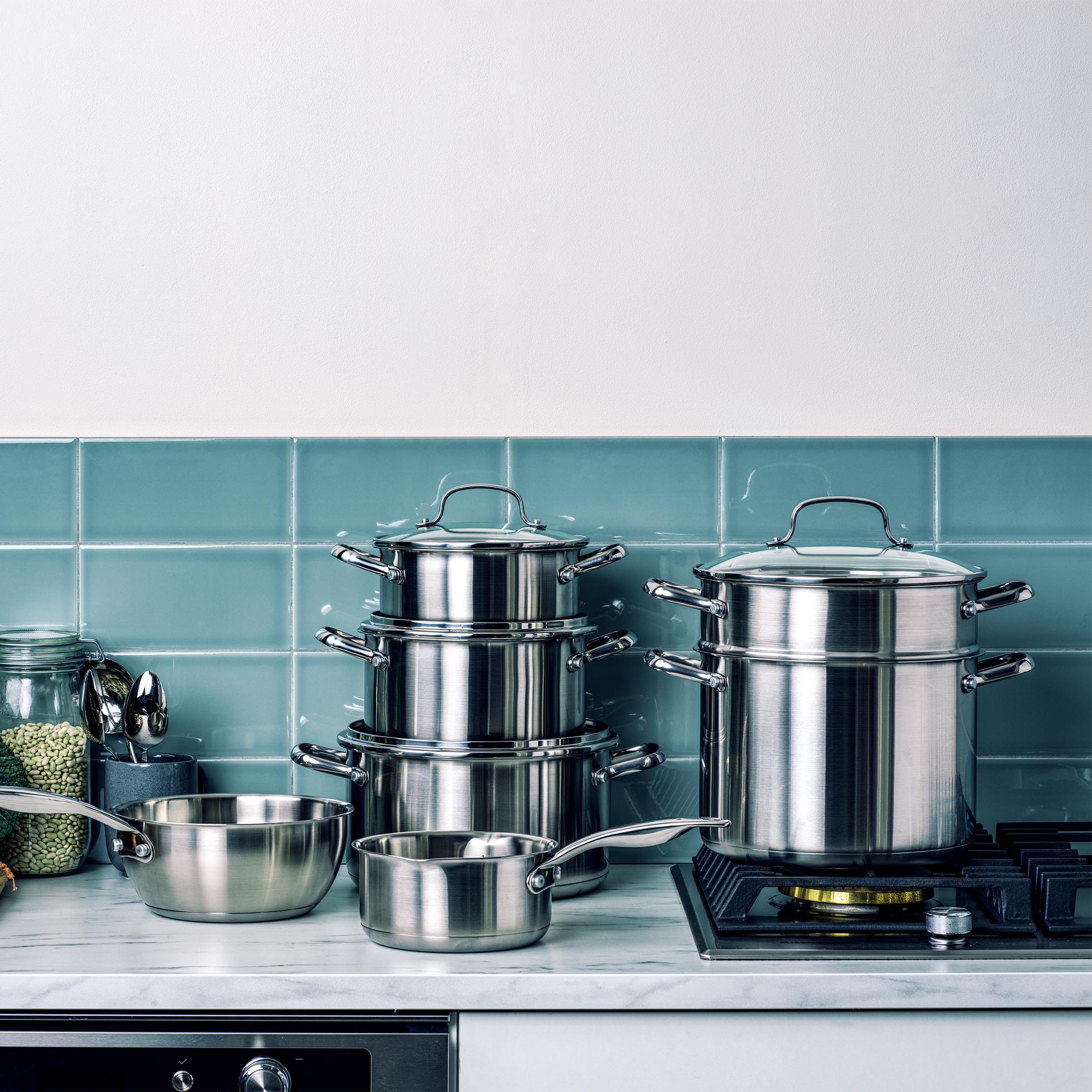 Dagelijkse kost steelpan 16cm met 2 tuiten zilver collectie