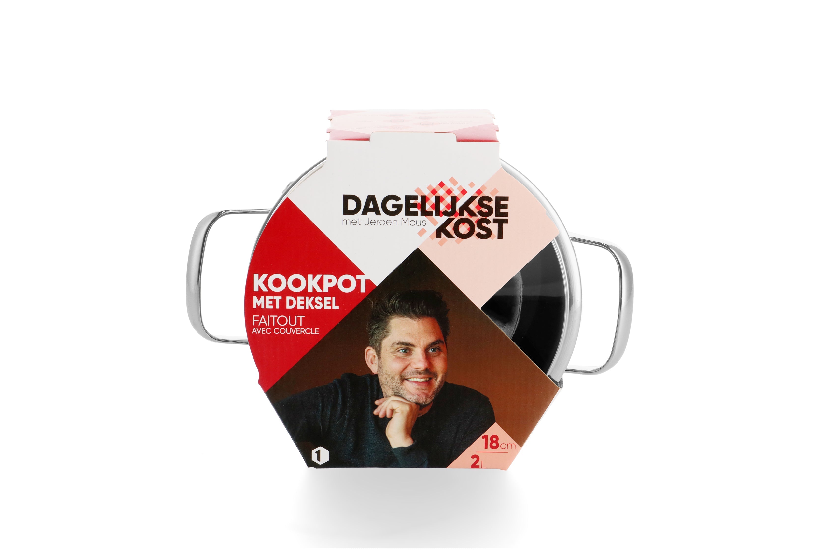 Dagelijkse kost kookpot 18cm/2L met deksel zilver verpakking