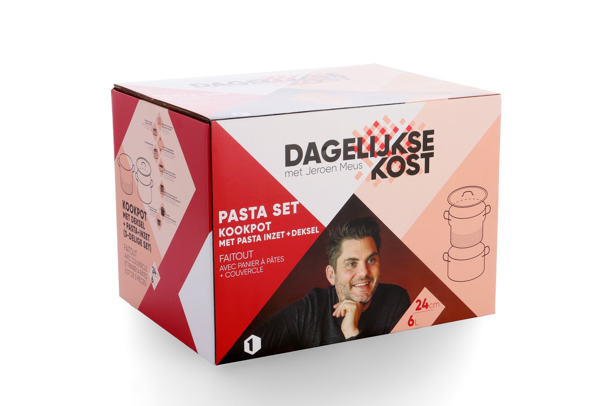 Dagelijkse kost 3-delige pasta set 24cm zilver verpakking