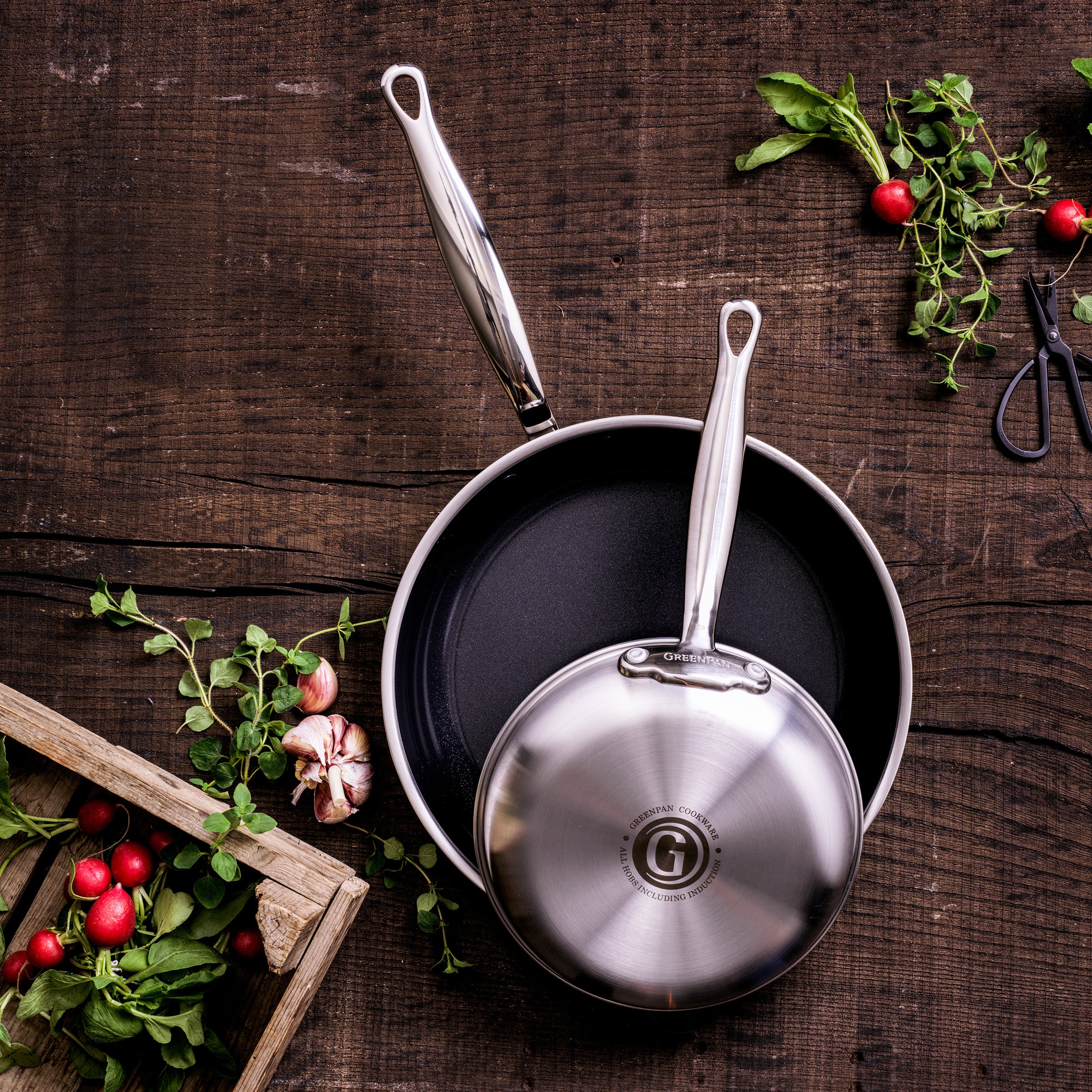 Greenpan Koekenpannen Premiere set 2-delig Koekenpannen 20cm 28cm Braadpannenset Keramisch inductie pfas-vri onderkant 