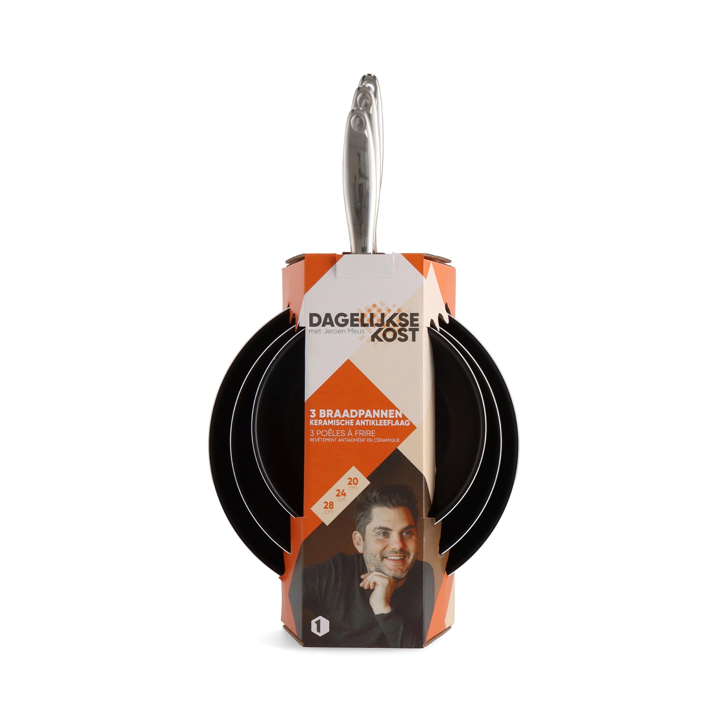 Dagelijkse kost 3-delige pannenset 20+24+28cm groen verpakking