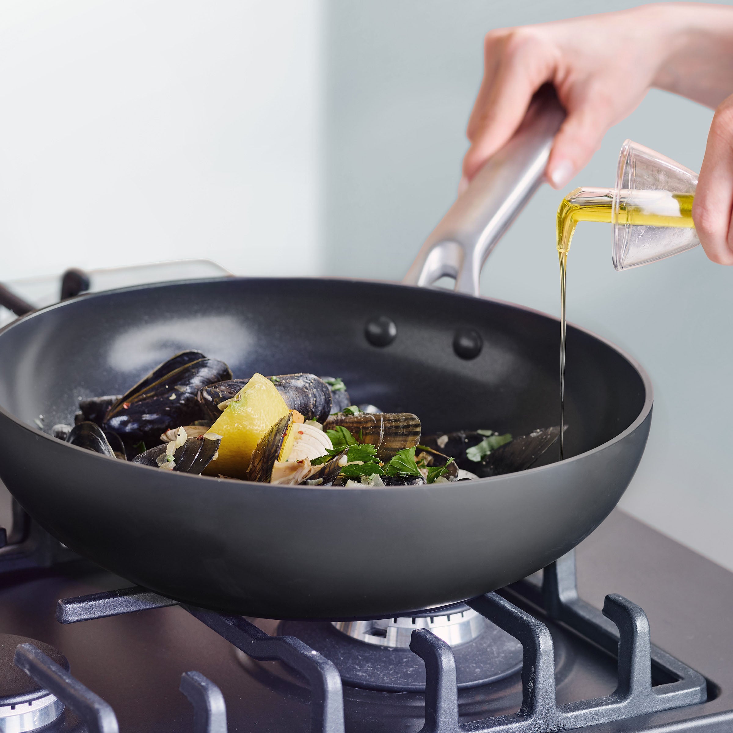 Greenpan Omega Wokpannen 28cm Keramisch inductie pfas-vri zijaanzicht 