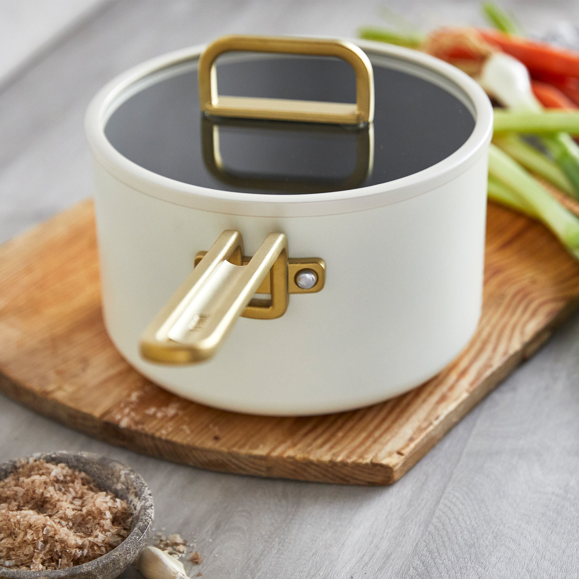 GreenPan™ Stanley Tucci™ Ceramic Nonstick 20cm/3.78L Saucepan with Lid, Carrara White