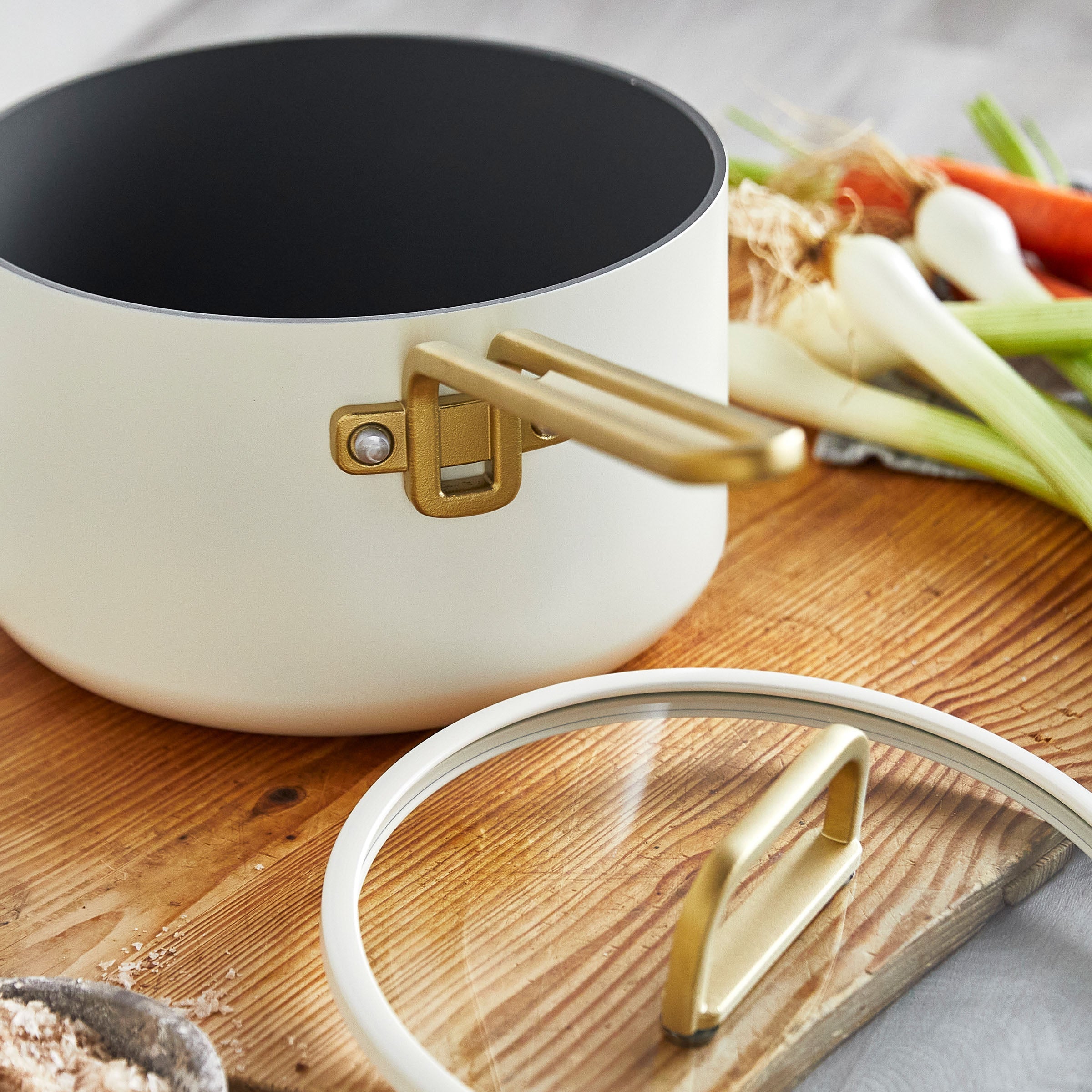 GreenPan™ Stanley Tucci™ Ceramic Nonstick 20cm/3.78L Saucepan with Lid, Carrara White
