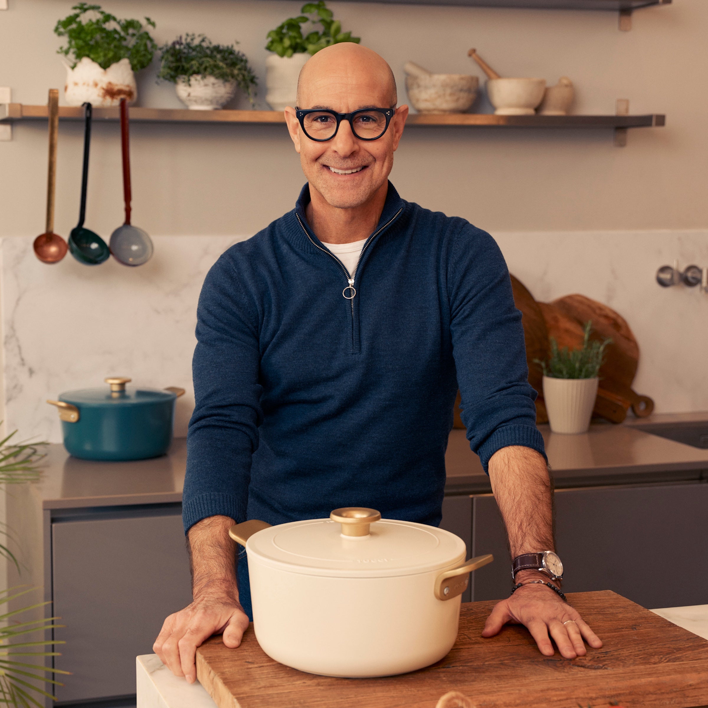 GreenPan™ Stanley Tucci™ Ceramic Nonstick 26cm/6.5L Dutch Oven, Carrara White