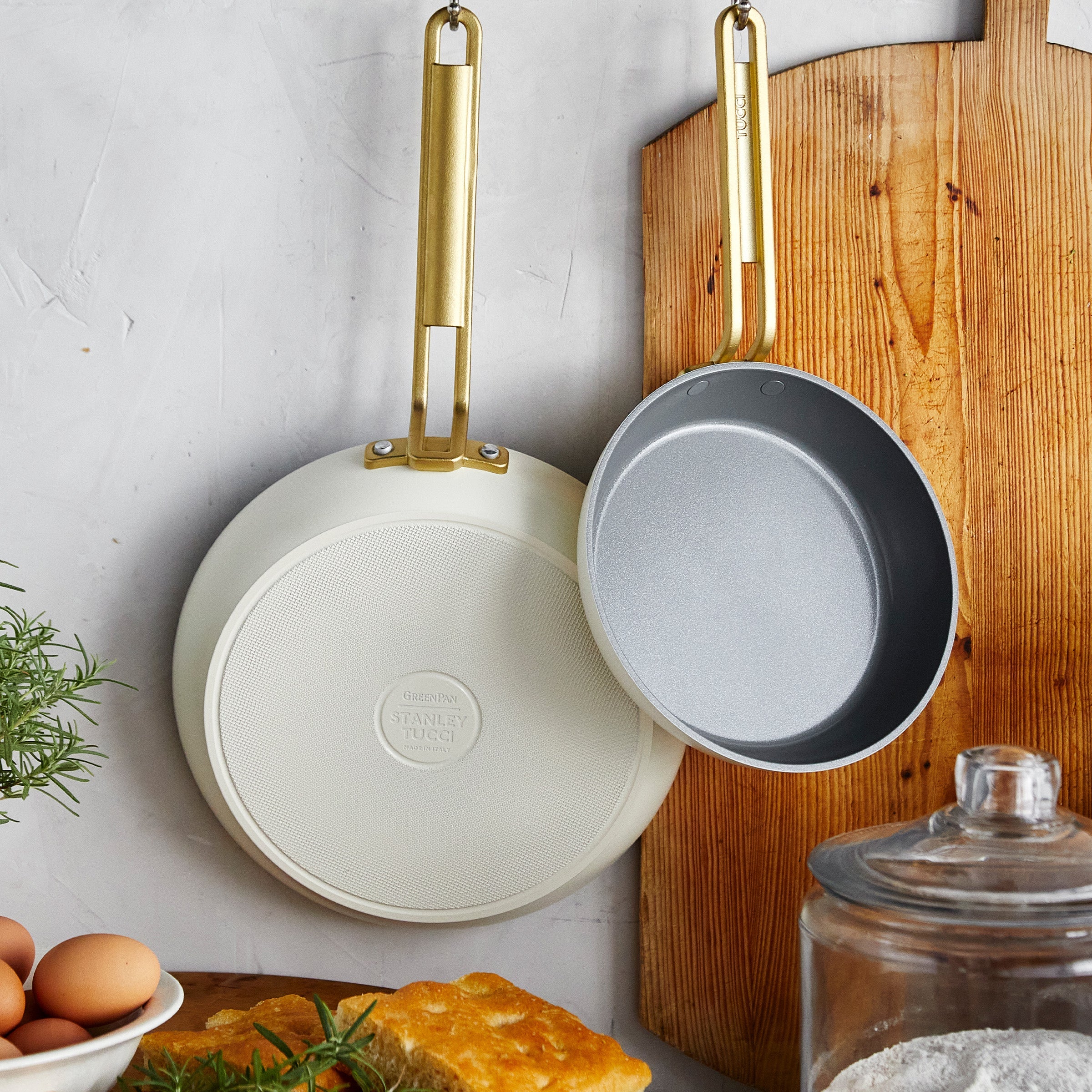 GreenPan™ Stanley Tucci™ Ceramic Nonstick Frypans, Set of 2, Carrara White