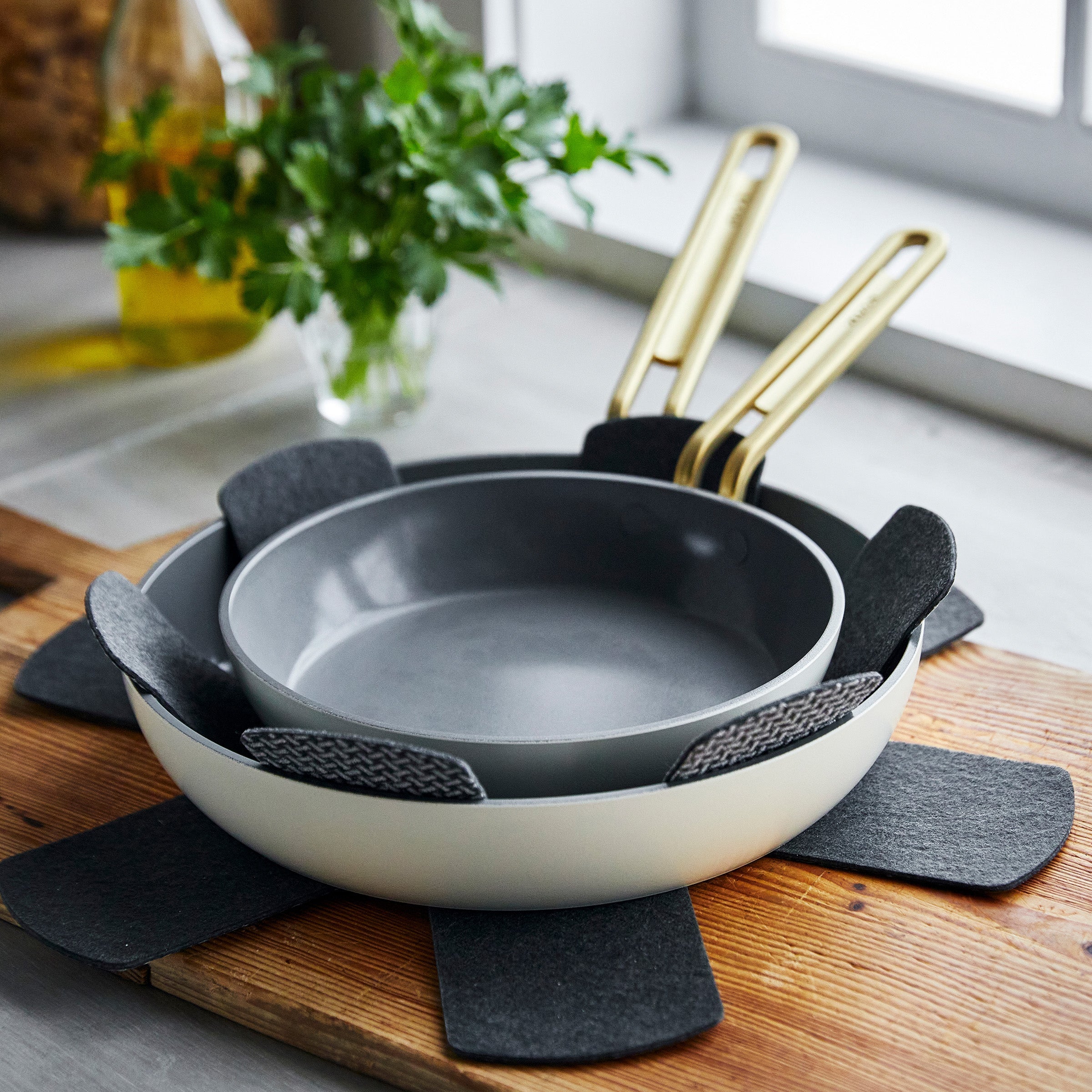 GreenPan™ Stanley Tucci™ Ceramic Nonstick Frypans, Set of 2, Carrara White