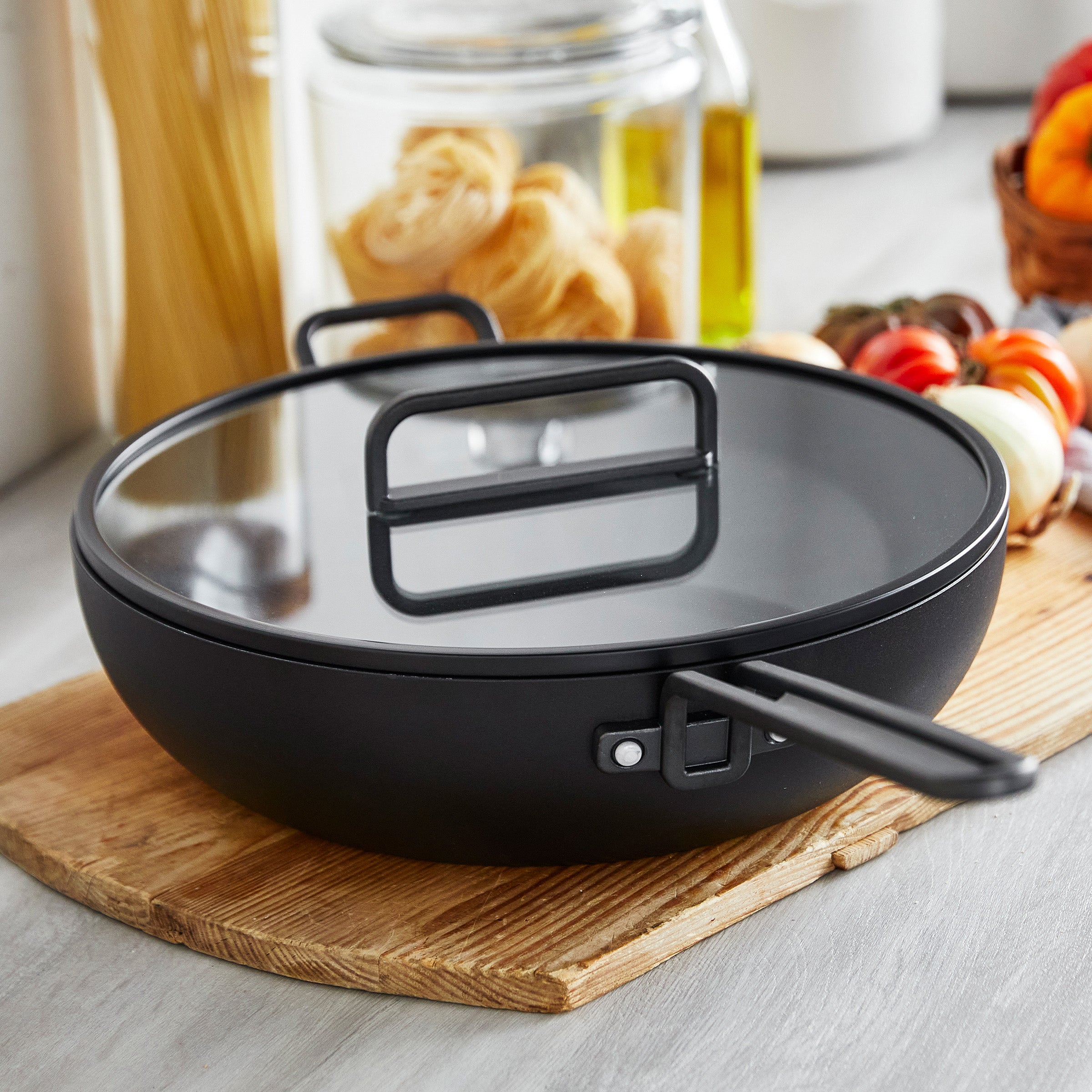GreenPan™ Stanley Tucci™ Ceramic Nonstick 6.5QT/33cm Stanley Pan with Lid, Milano  Black