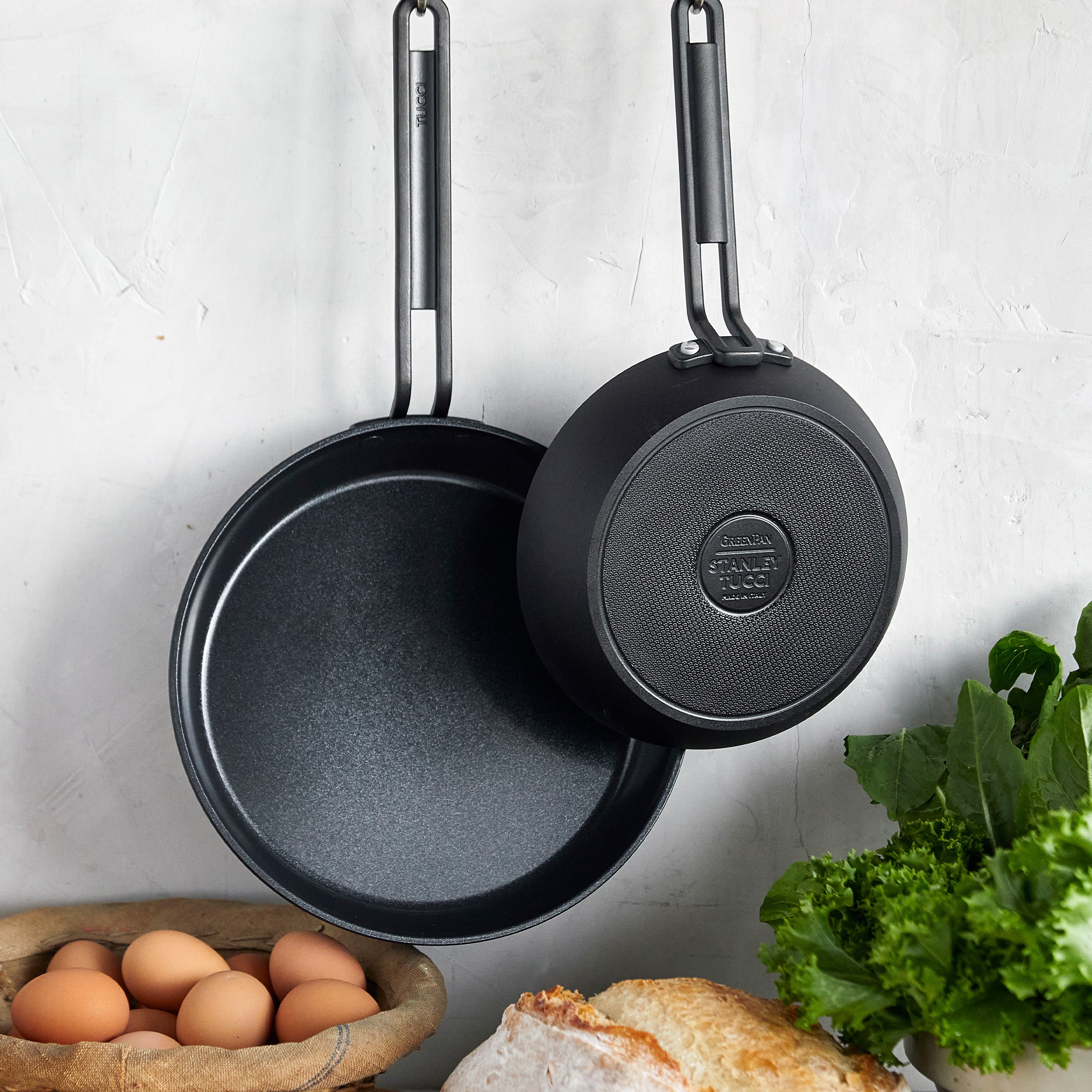 GreenPan™ Stanley Tucci™ Ceramic Nonstick Frypans, Set of 2, Milano Black