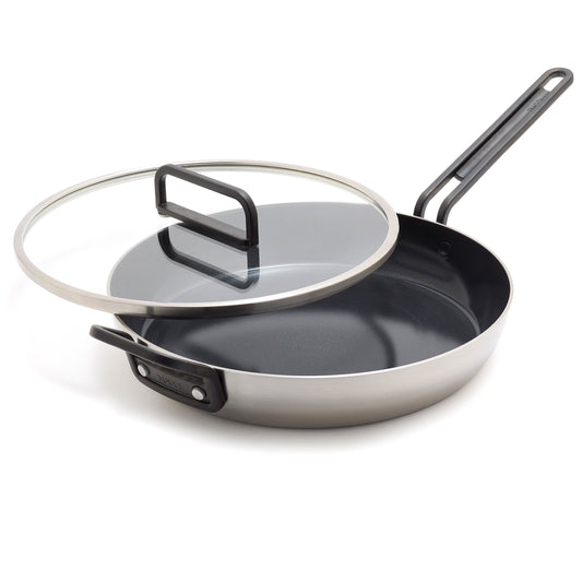 GreenPan™ Stanley Tucci™ Stainless Steel Ceramic Nonstick 30cm Frypan with Lid