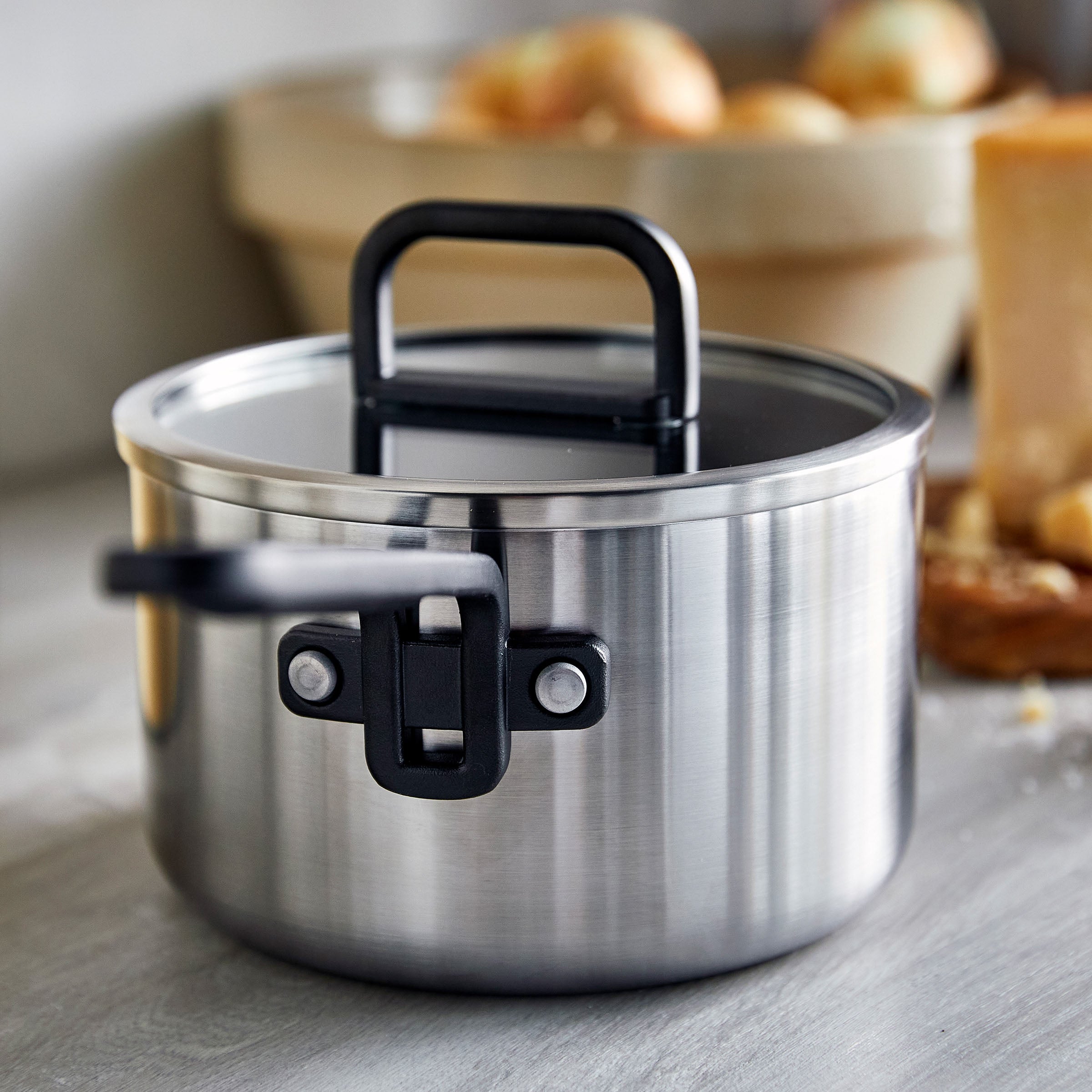 GreenPan™ Stanley Tucci™ Stainless Steel Ceramic Nonstick 2QT/16cm Saucepan with  Lid