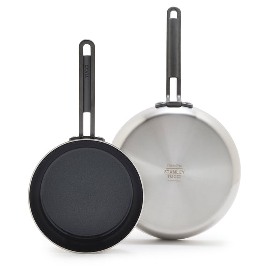 GreenPan™ Stanley Tucci™ Stainless Steel Ceramic Nonstick Frypans, Set of 2