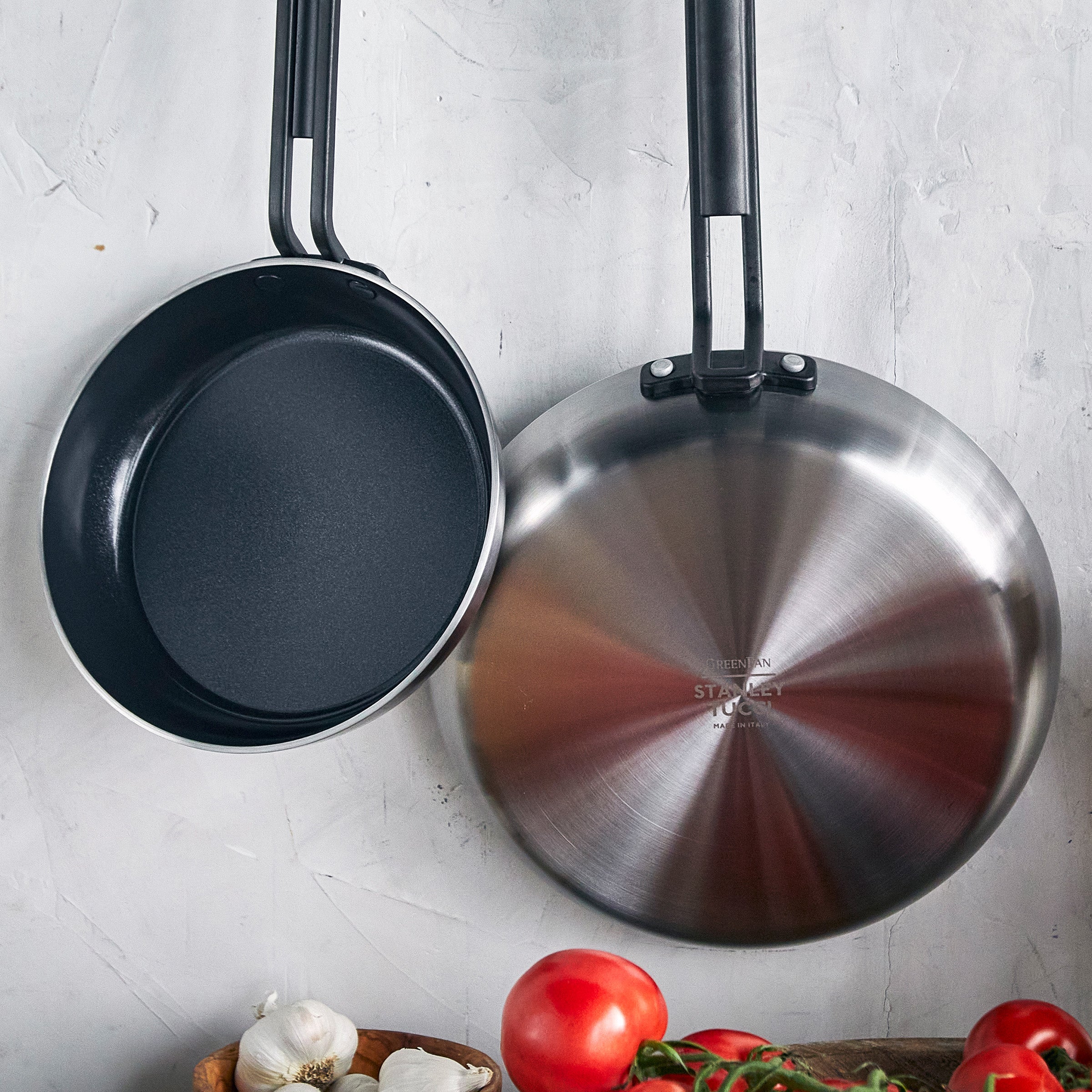 GreenPan™ Stanley Tucci™ Stainless Steel Ceramic Nonstick Frypans, Set of 2
