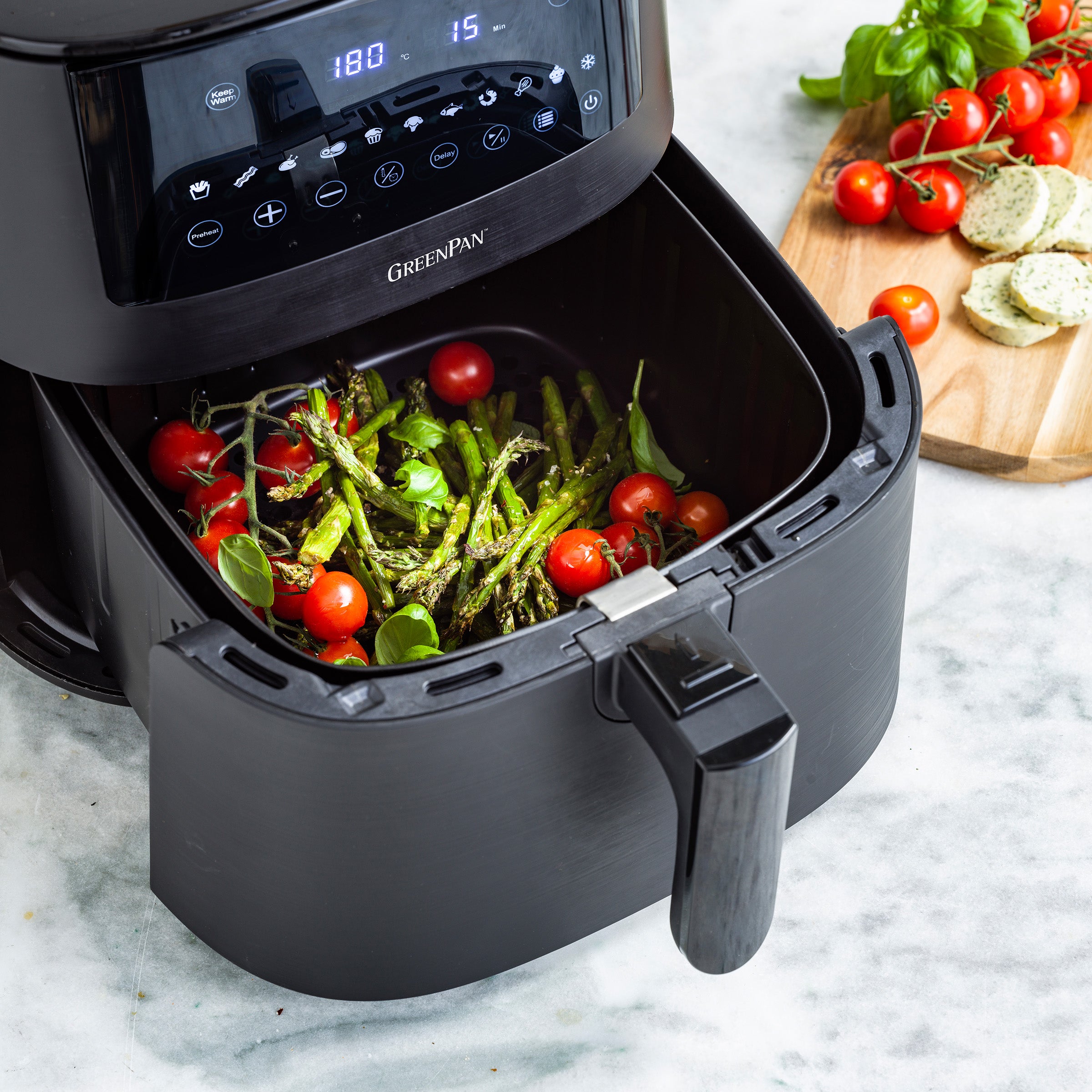 Greenpan Airfryer Elite XL Grill/Teppanyaki zijaanzicht  