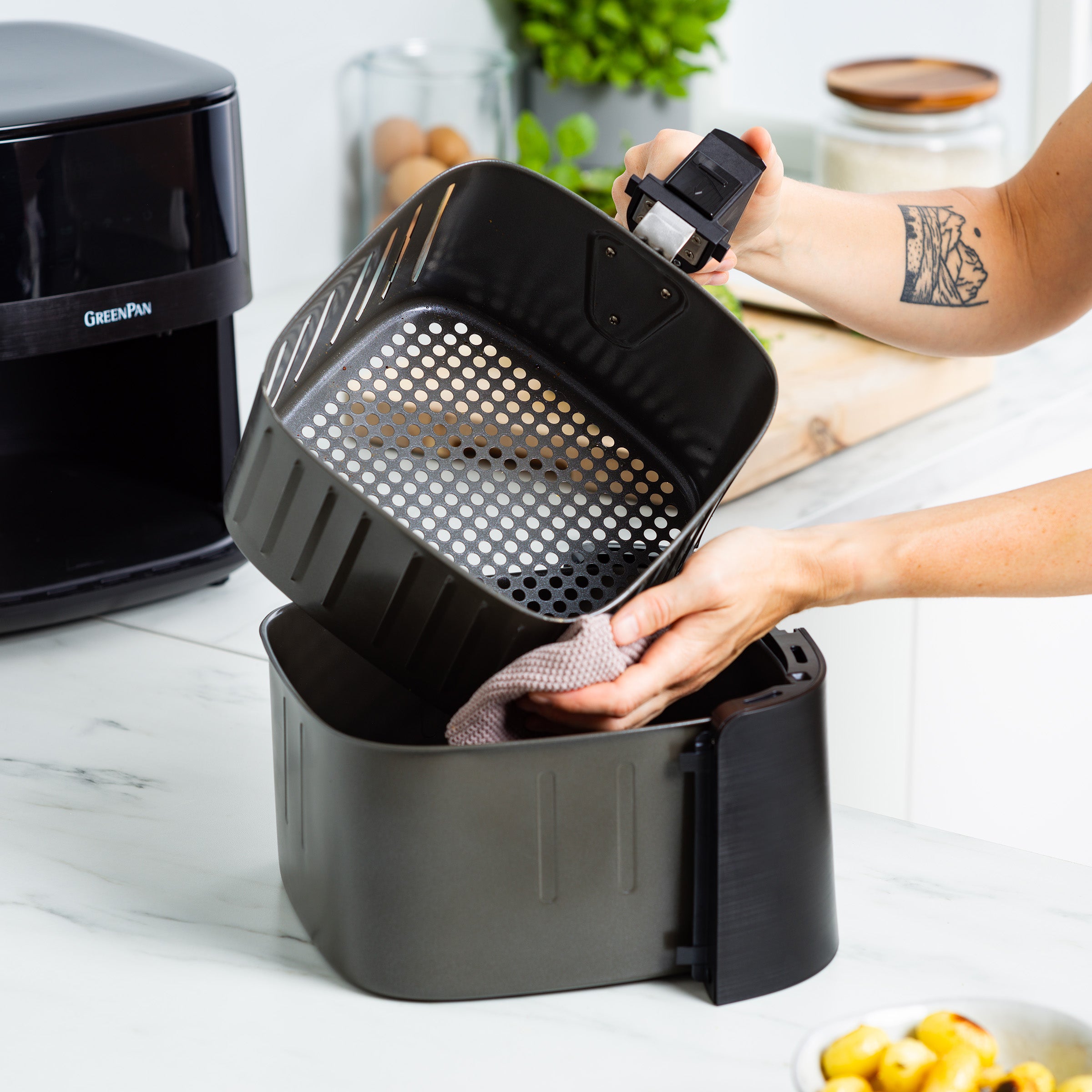 Greenpan Airfryer Elite XL Grill/Teppanyaki zijaanzicht  