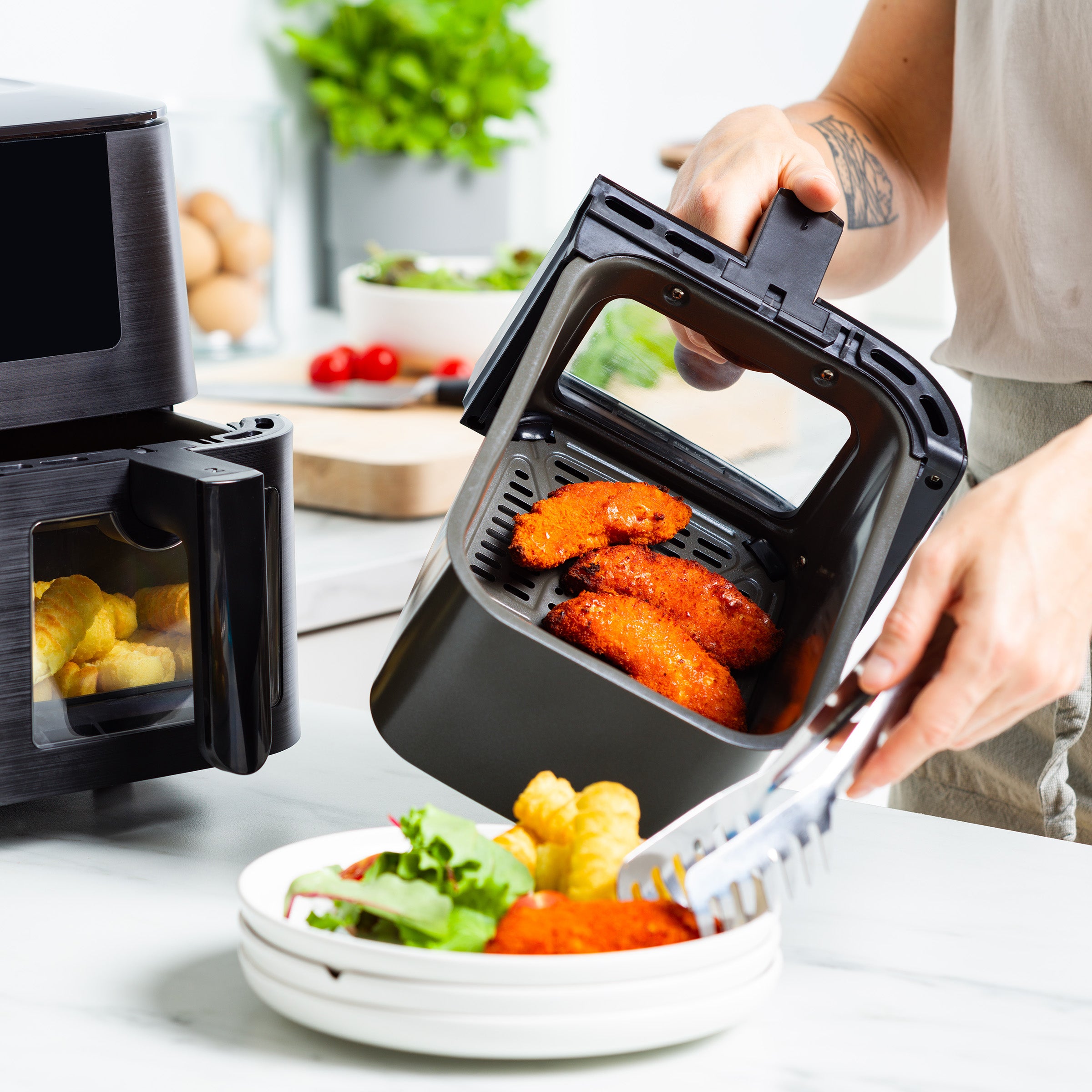 Greenpan Bistro Dual Zone Airfryer zijaanzicht 