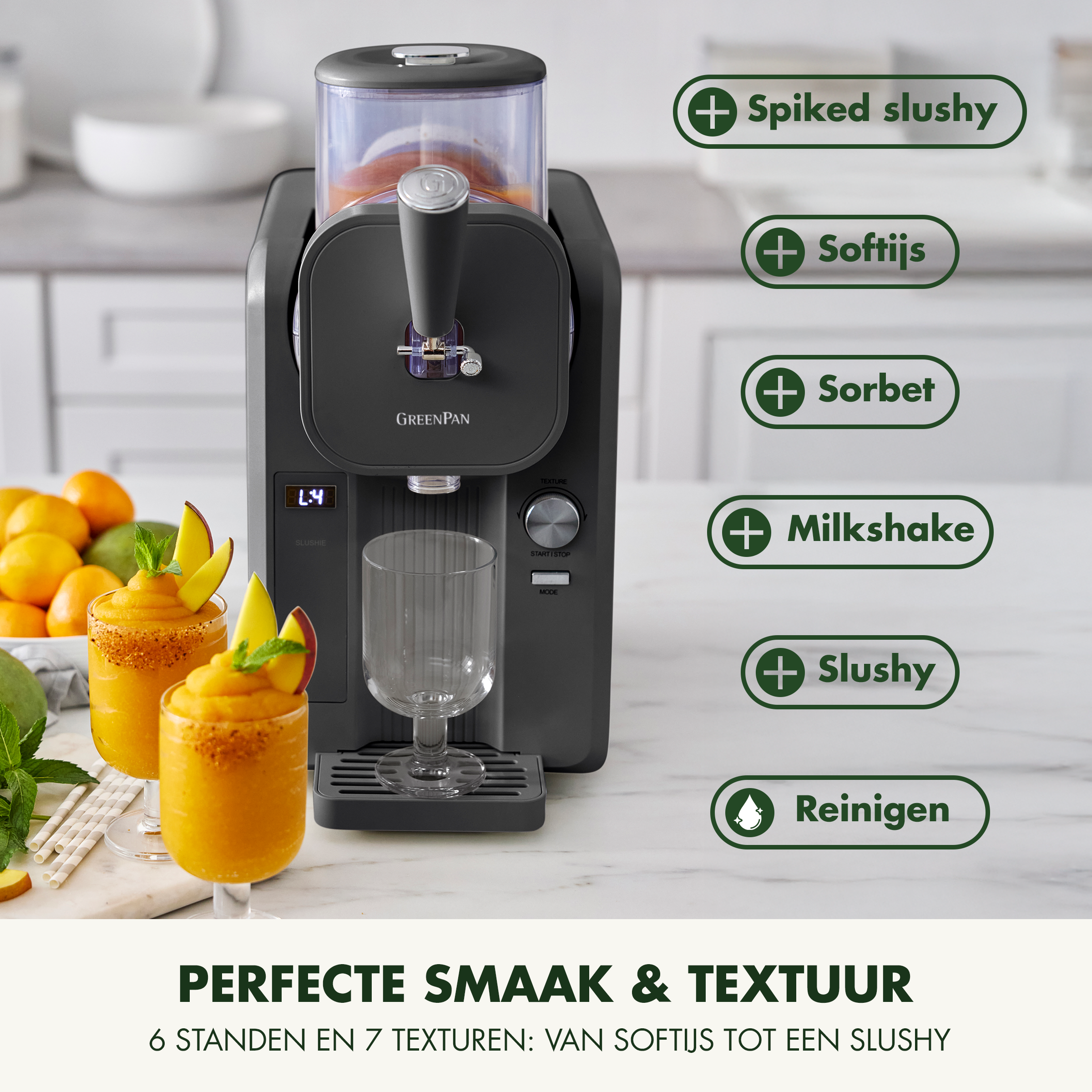 Snelle ijsmachine - Softijs & Frozen Drinks - Grey met Gratis Receptenboek