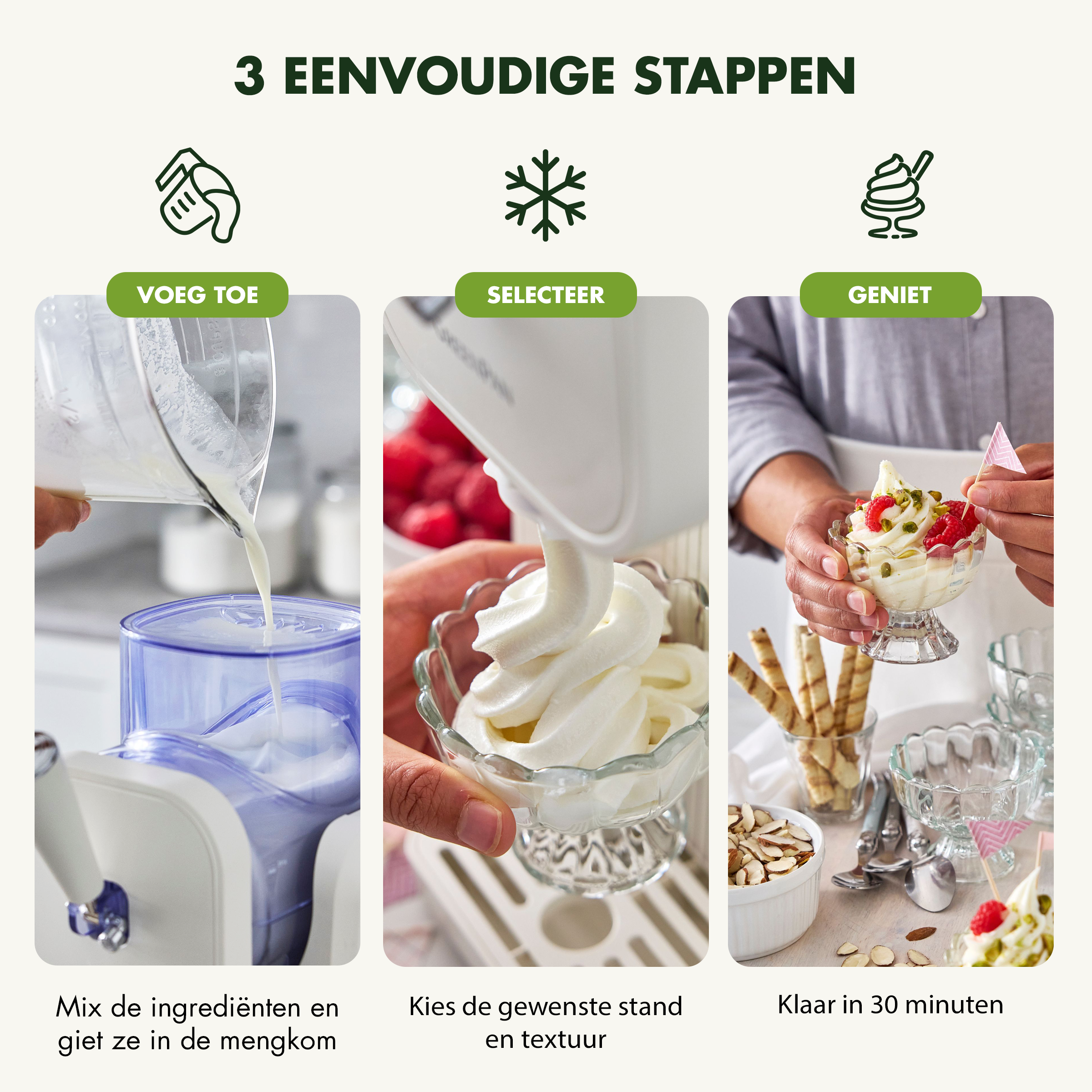 Snelle ijsmachine - Softijs & Frozen Drinks - Cream met Gratis Receptenboek