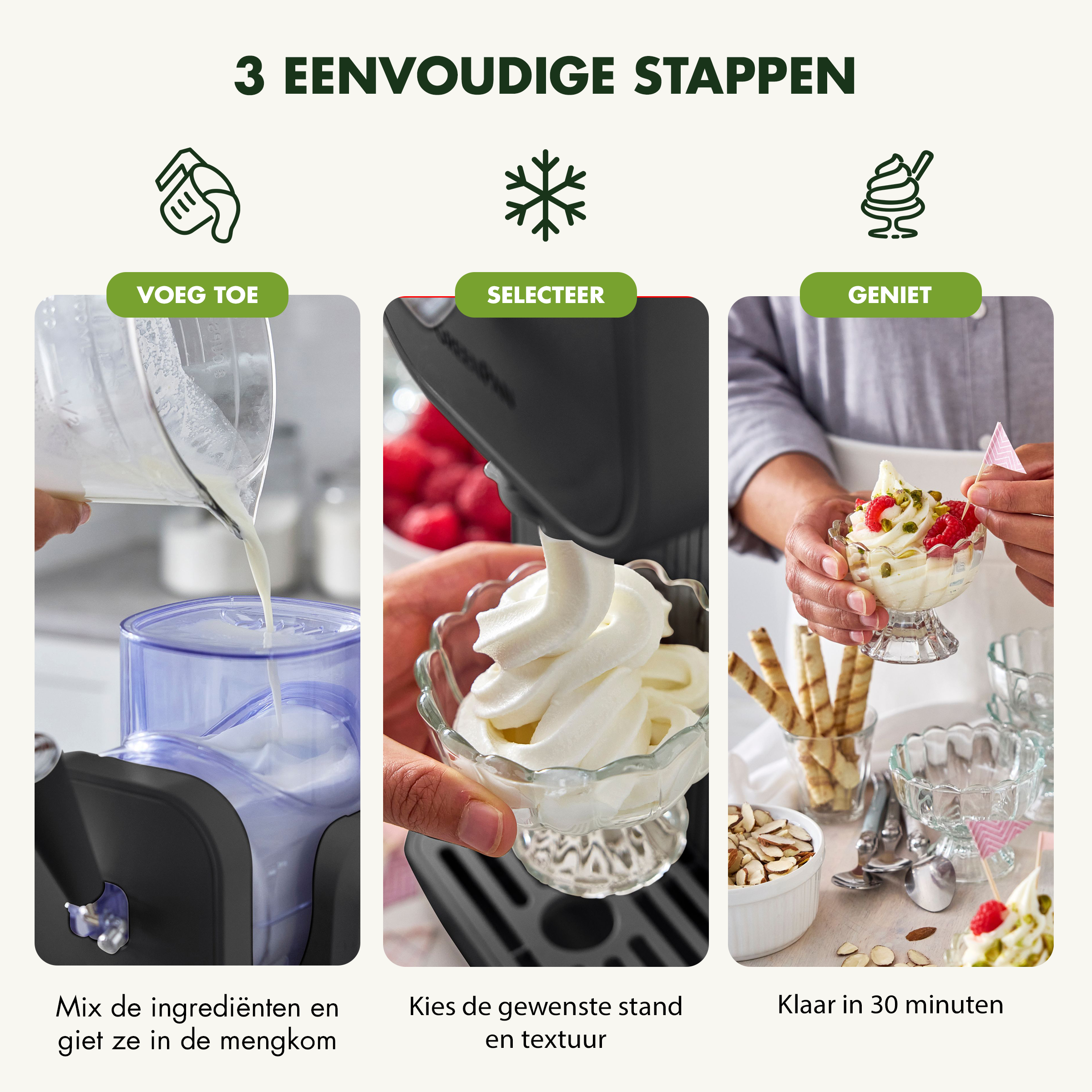 Snelle ijsmachine - Softijs & Frozen Drinks - Grey met Gratis Receptenboek