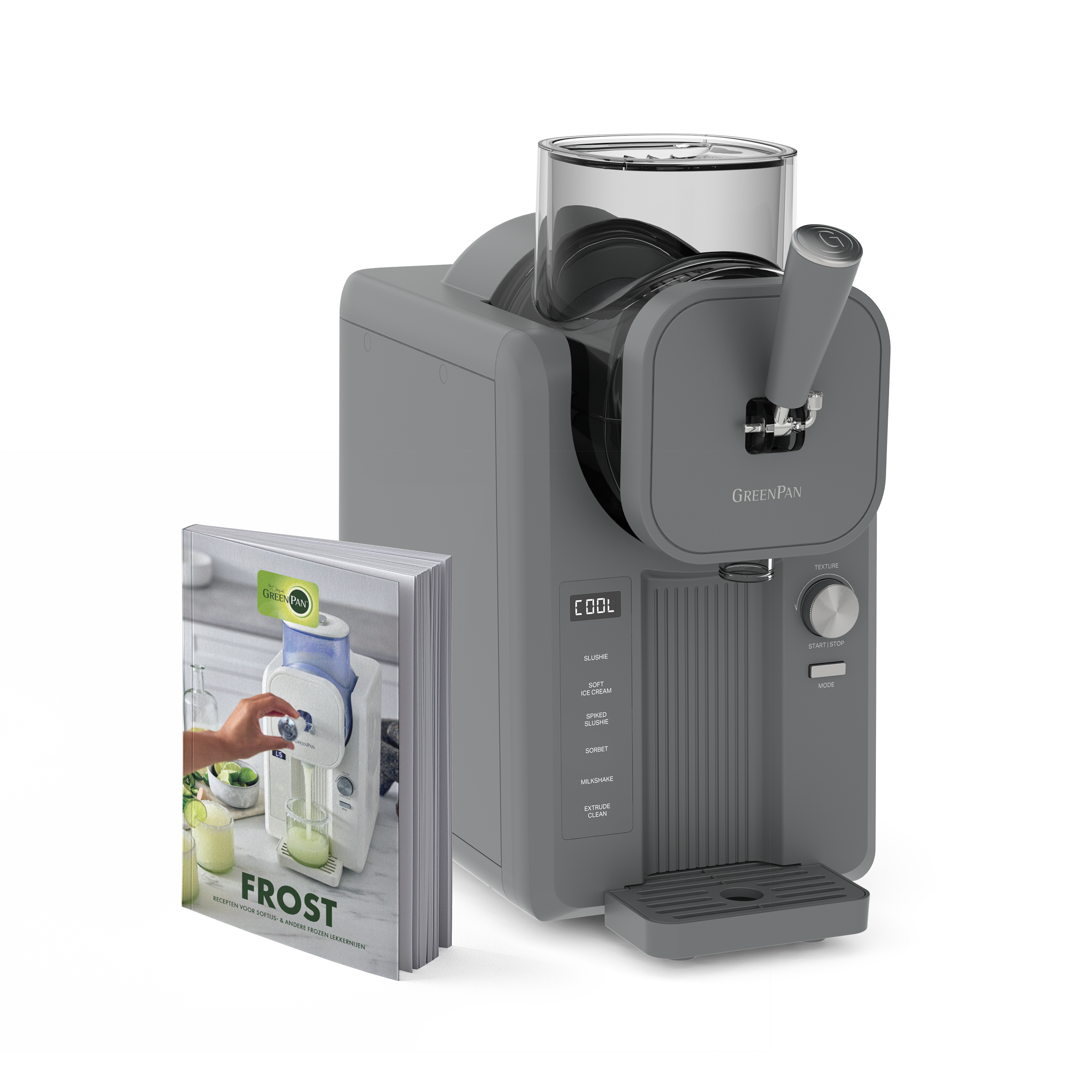 Snelle ijsmachine - Softijs & Frozen Drinks - Grey met Receptenboek