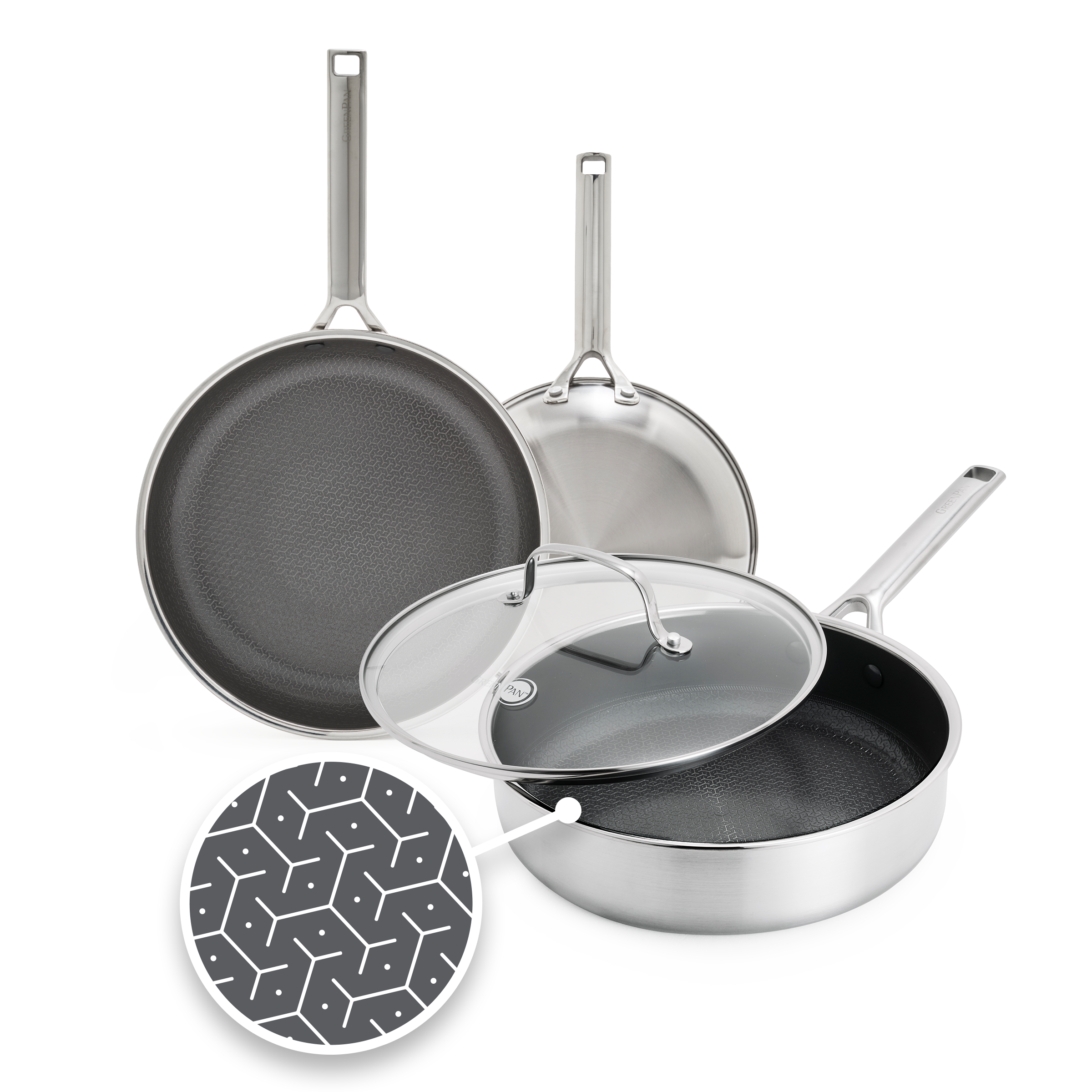 Apex 3-delige stoof- en braadpannenset