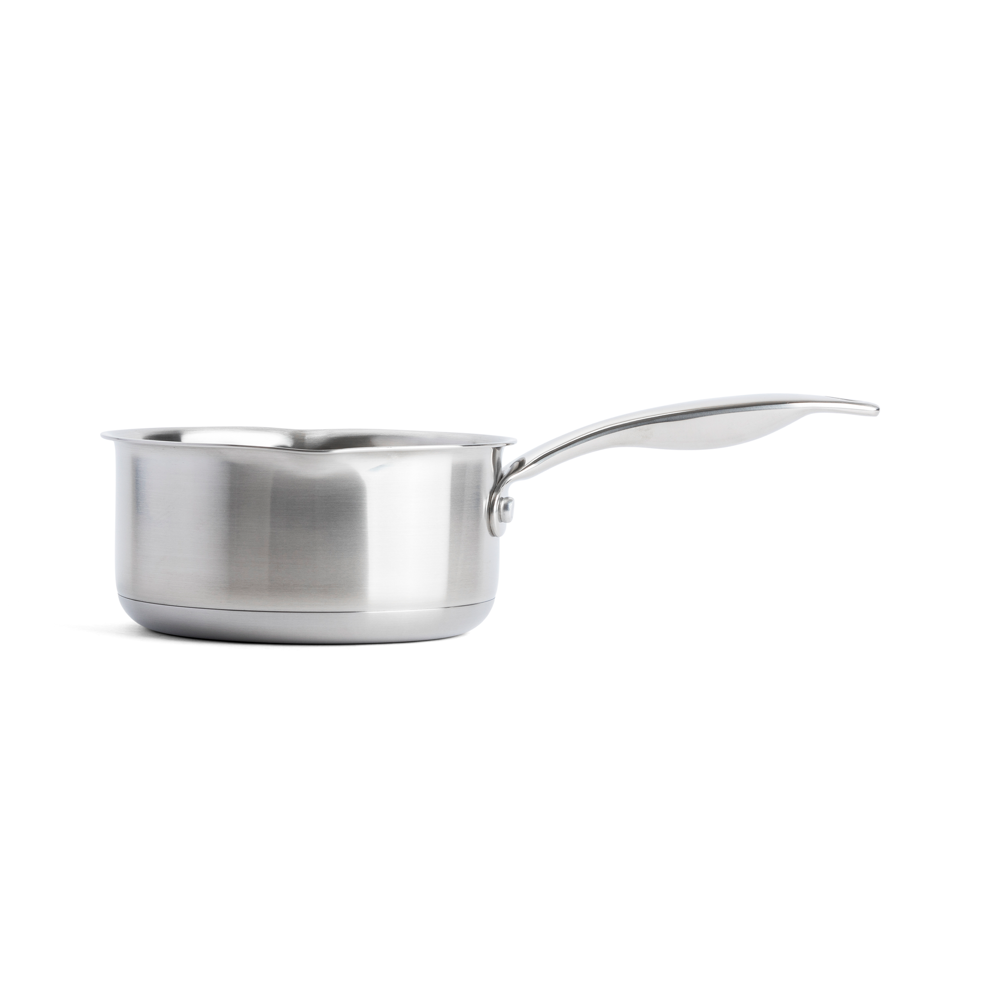 Dagelijkse kost steelpan 16cm met 2 tuiten zilver  zijaanzicht