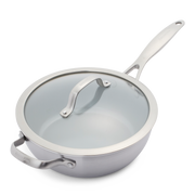 Greenpan Venice Pro Evershine Koekenpannen Kookpannen 24cm met deksel Keramisch inductie pfas-vri vooraanzicht