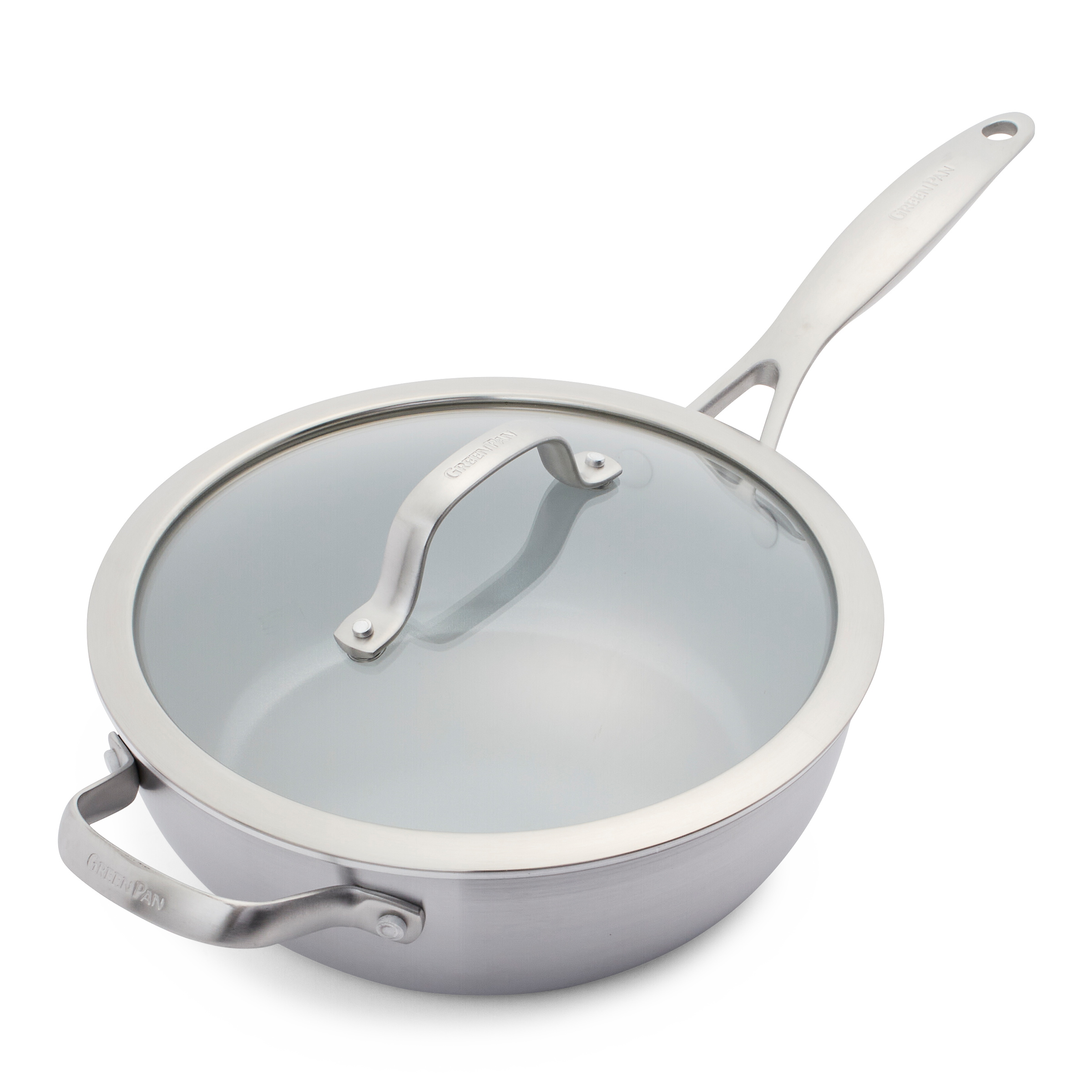 Greenpan Venice Pro Evershine Koekenpannen Kookpannen 24cm met deksel Keramisch inductie pfas-vri vooraanzicht
